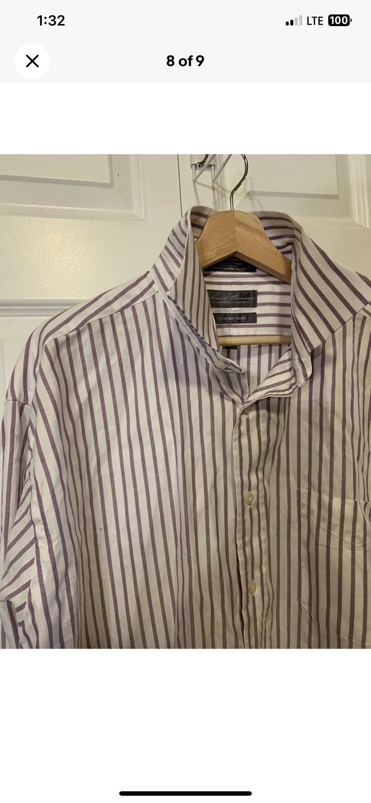 Daniel Cremieux Daniel Cremieux mens sz 17.5 XL button shirt purple striped Size US XL / EU 56 / 4 - 7 Thumbnail
