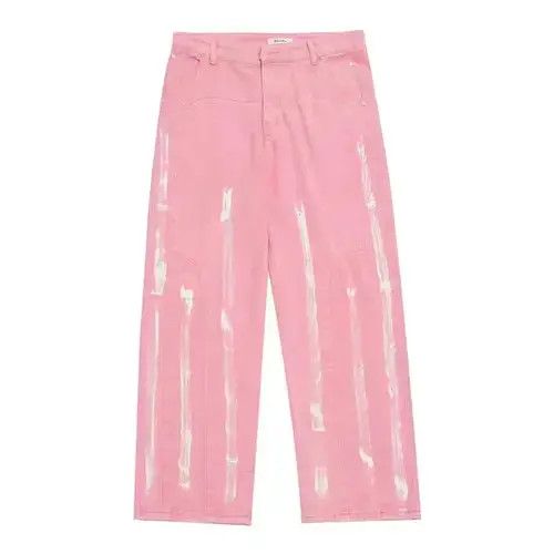 Other Pink High Waist Jeans Loose Straight Baggy Wide Leg Pants Size US 29 - 3 Thumbnail