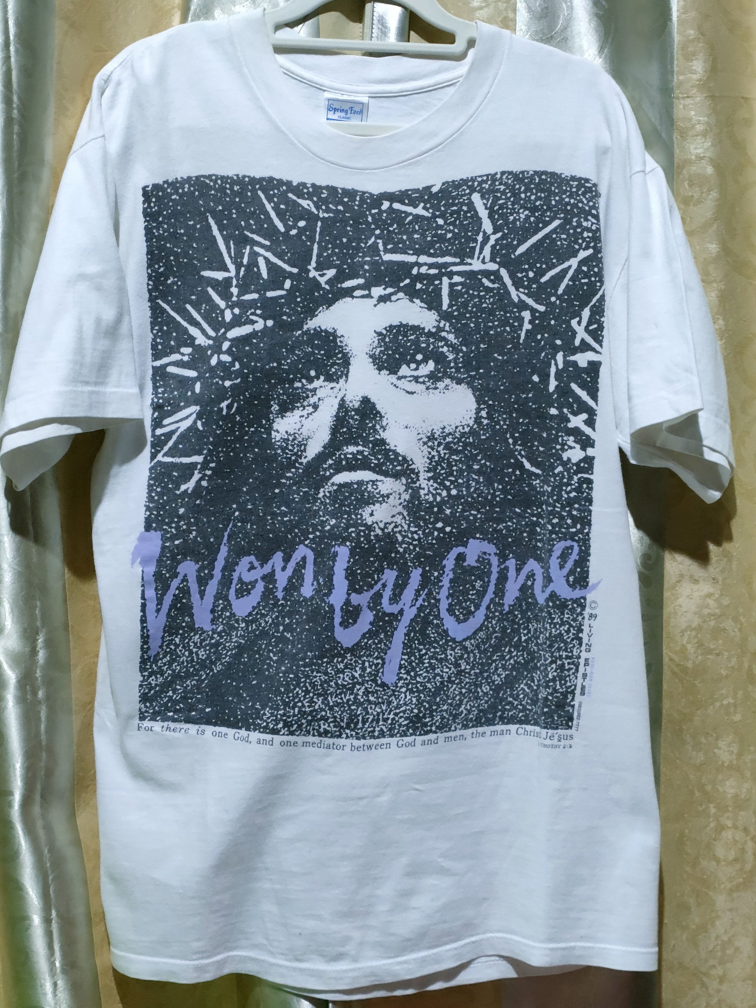 image of Vintage Jesus Tee Won By One in White, Men's (Size Medium)
