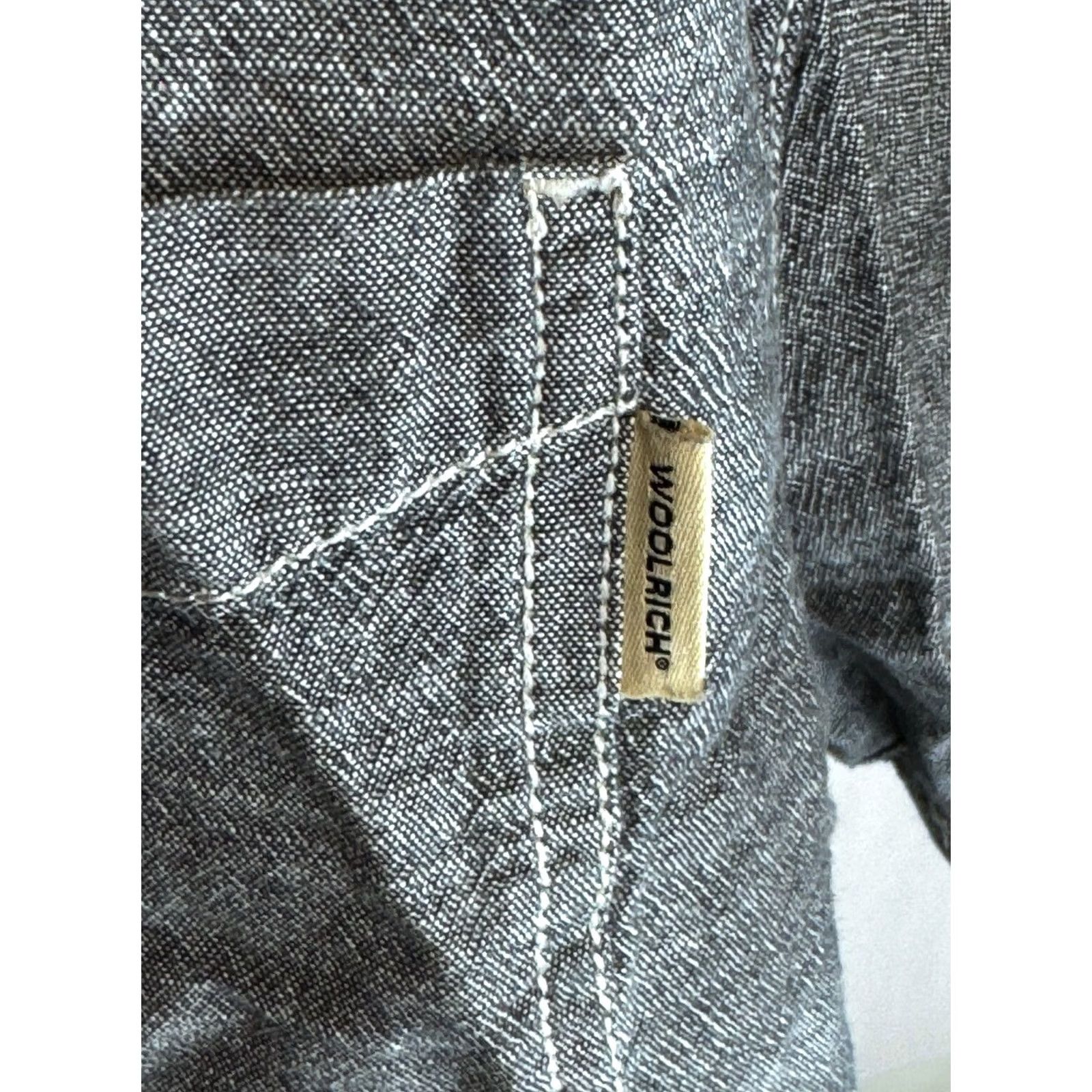 Vintage Woolrich Shirt Gray SHORT SLEEVE BUTTON UP XL Slim Extra Large Mens Size US XL / EU 56 / 4 - 3 Thumbnail