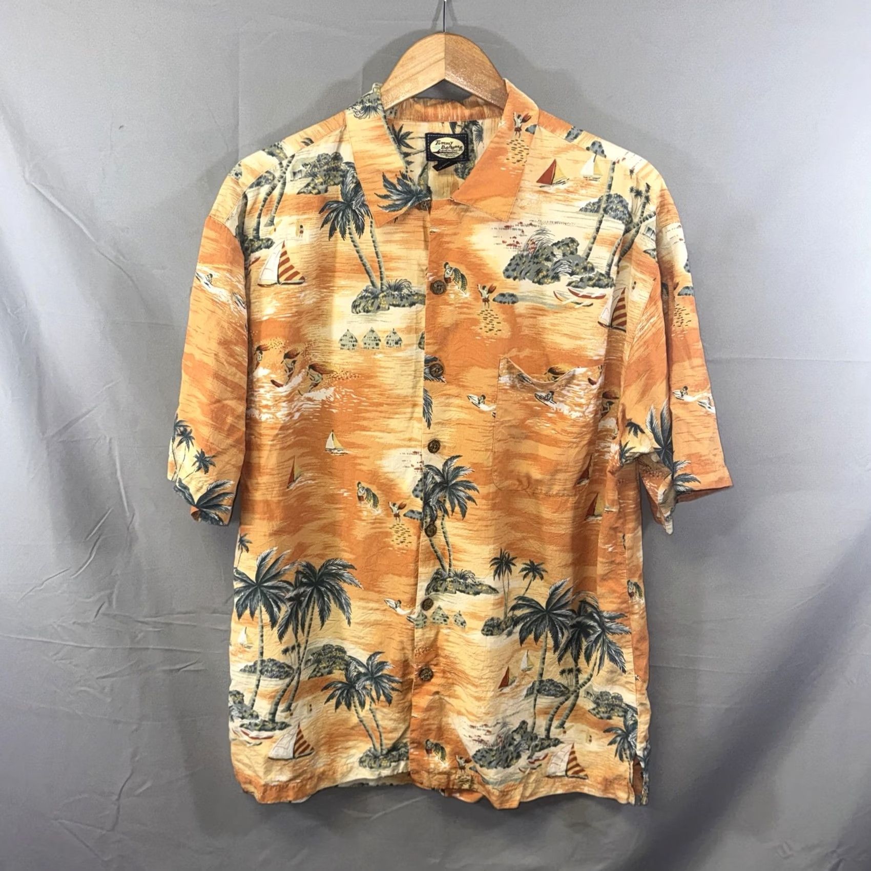 Tommy Bahama Tommy Bahama Shirt Mens XL Orange Camp Aloha Palm Trees Rayon Button-Up Short Sleeve Hawaiian Camp Shirt Womens? No. Size US XL / EU 56 / 4 - 2 Thumbnail