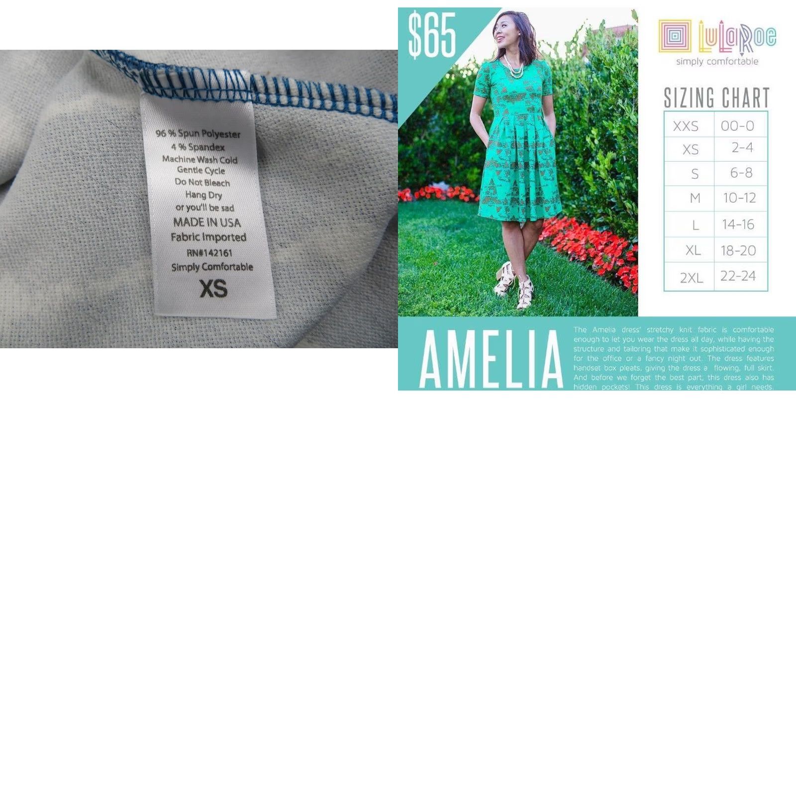 Vintage Lularoe Amelia XS Dress Fit & Flare Polka Dot Blue Unicorn Pattern Classic Size XS / US 0-2 / IT 36-38 - 8 Thumbnail