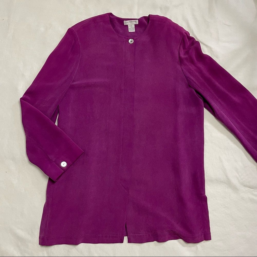 Other Vintage Liz Claiborne Silk Berry Wine Jacket Shirt Size 14 Size XL / US 12-14 / IT 48-50 - 4 Thumbnail