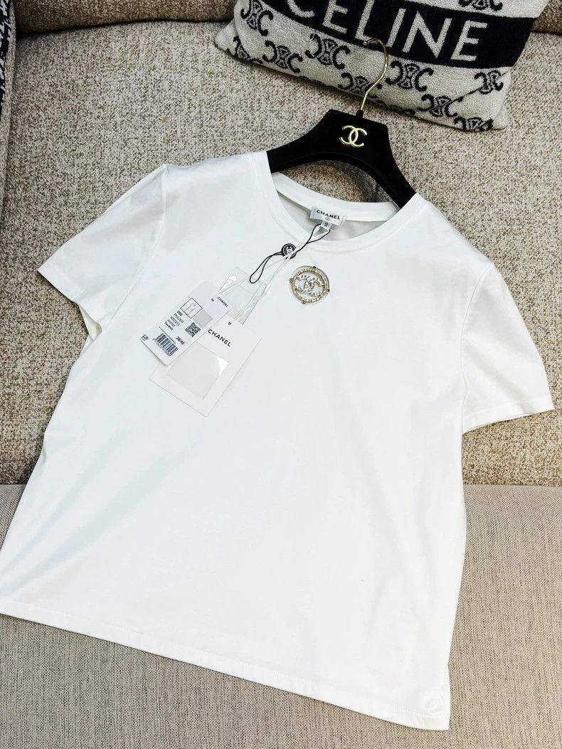 Chanel Chanel 20S white hollow rhinestone double C short-sleeved Size XS / US 0-2 / IT 36-38 - 2 Thumbnail