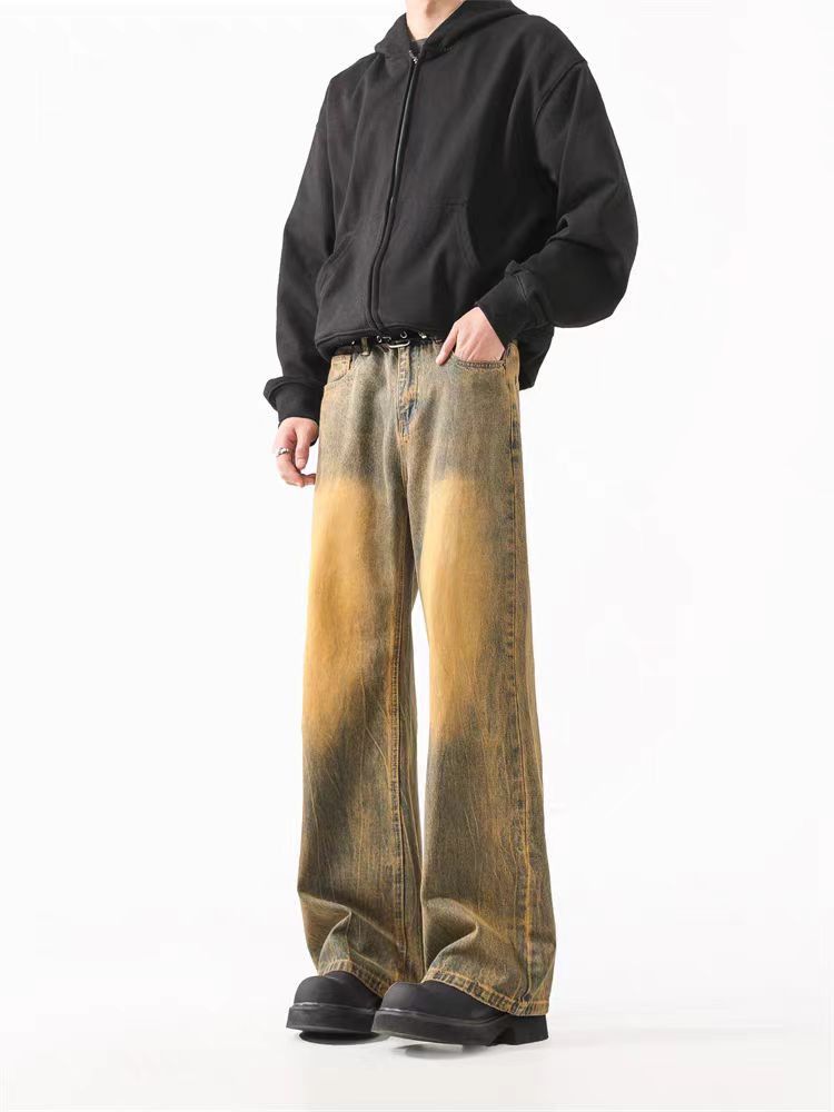 Japanese Brand × Jean Vintage Washed Yellow Clay Dyed Straight Leg Scrap Jeans Size US 34 / EU 50 - 4 Thumbnail