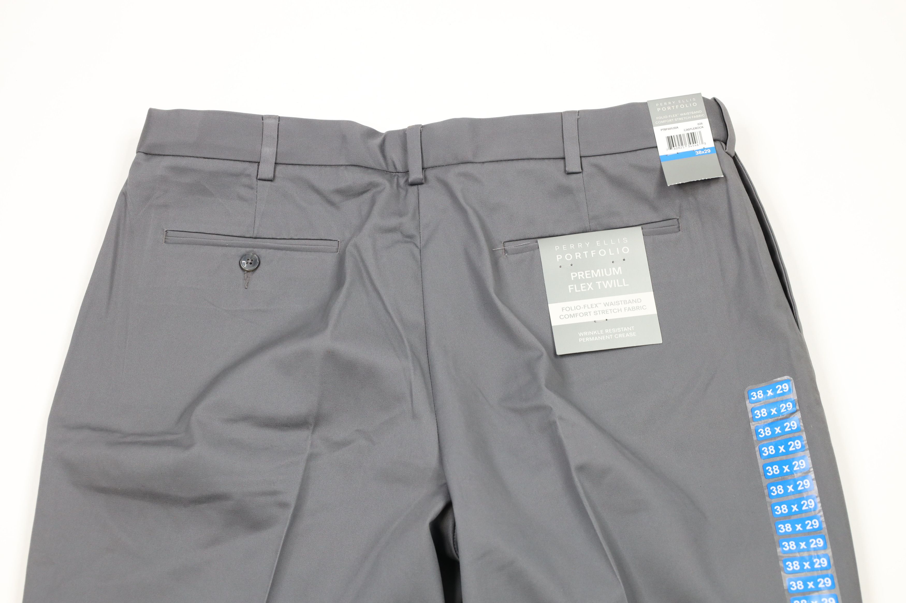 Perry Ellis × Vintage New Perry Ellis Fit Flex Stretch Chino Pants Trousers Gray Size US 38 / EU 54 - 8 Thumbnail