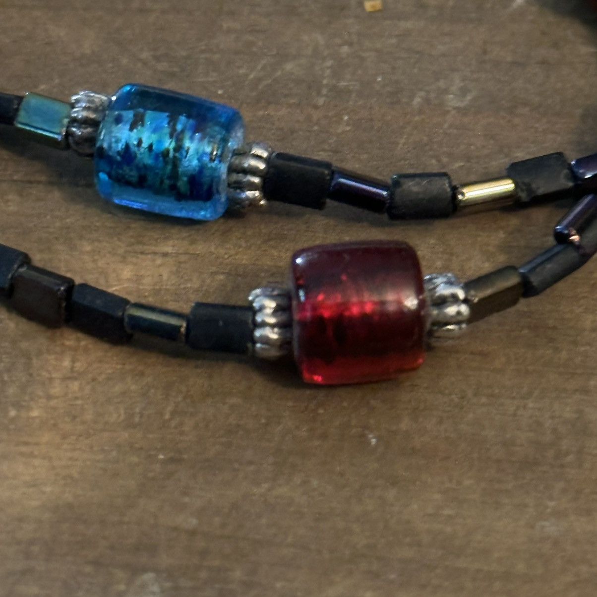 Vintage Vintage double black glass & Murano glass bead bracelet Size ONE SIZE - 6 Thumbnail