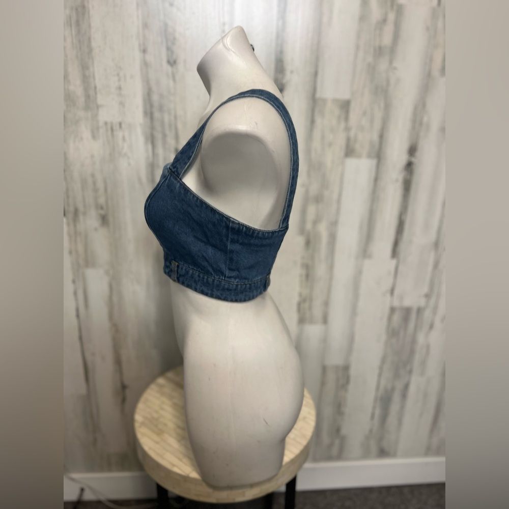 Forever 21 Forever 21 Denim Crop Top Small Blue Jean Bralette Tank Top Size S / US 4 / IT 40 - 2 Thumbnail