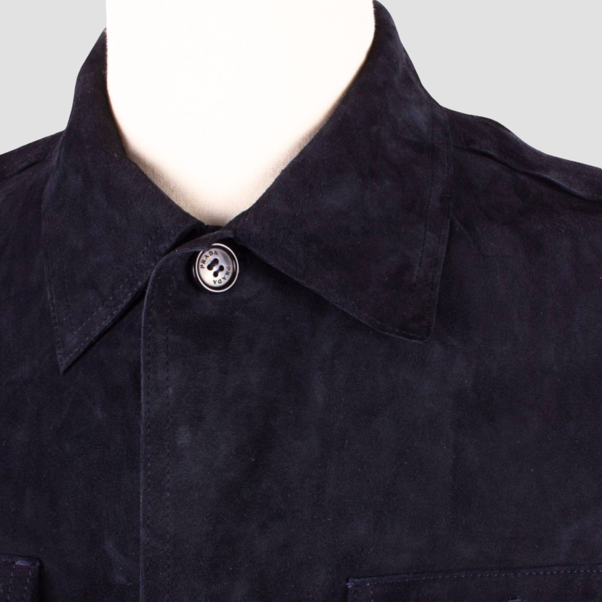 Prada PRADA S/S 2003 Dark Navy Suede Leather Field Jacket Size US M / EU 48-50 / 2 - 8 Thumbnail