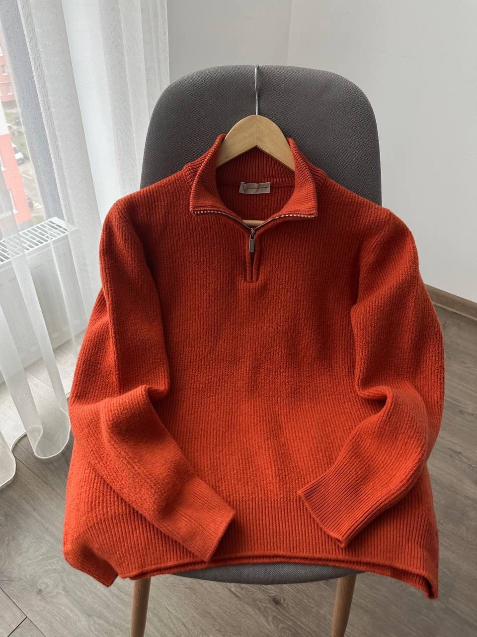 Japanese Brand × Vintage Vintage Faconeri Marino Wool Pullover 1/4 zip Orange Sweater Size US M / EU 48-50 / 2 - 7 Thumbnail