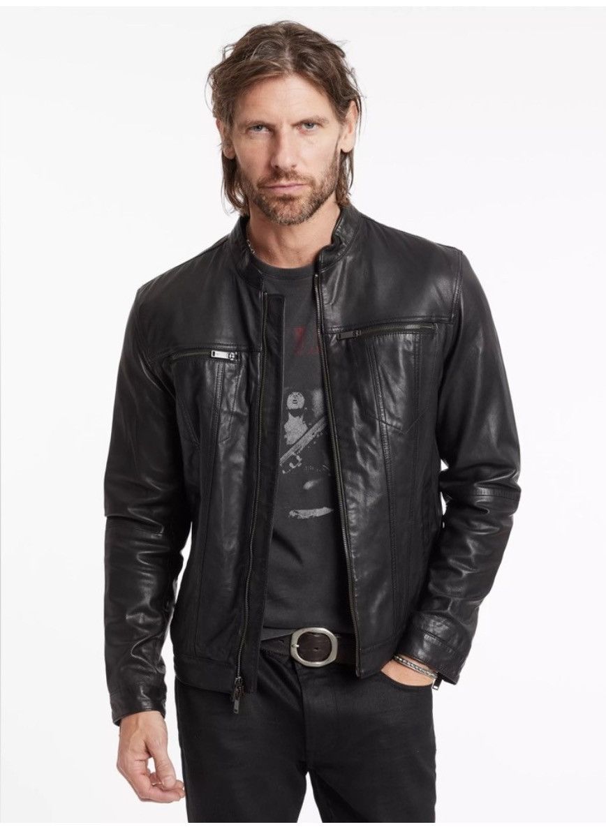 Brando band collar leather jacket. Small