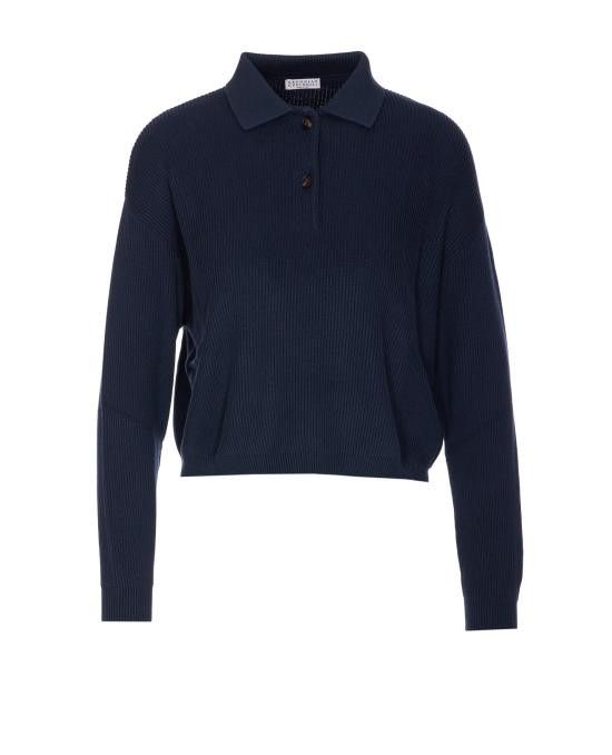 Brunello Cucinelli BRUNELLO CUCINELLI Women Sweater M19194705 C7186 Blue Size L / US 10 / IT 46 - 1 Thumbnail