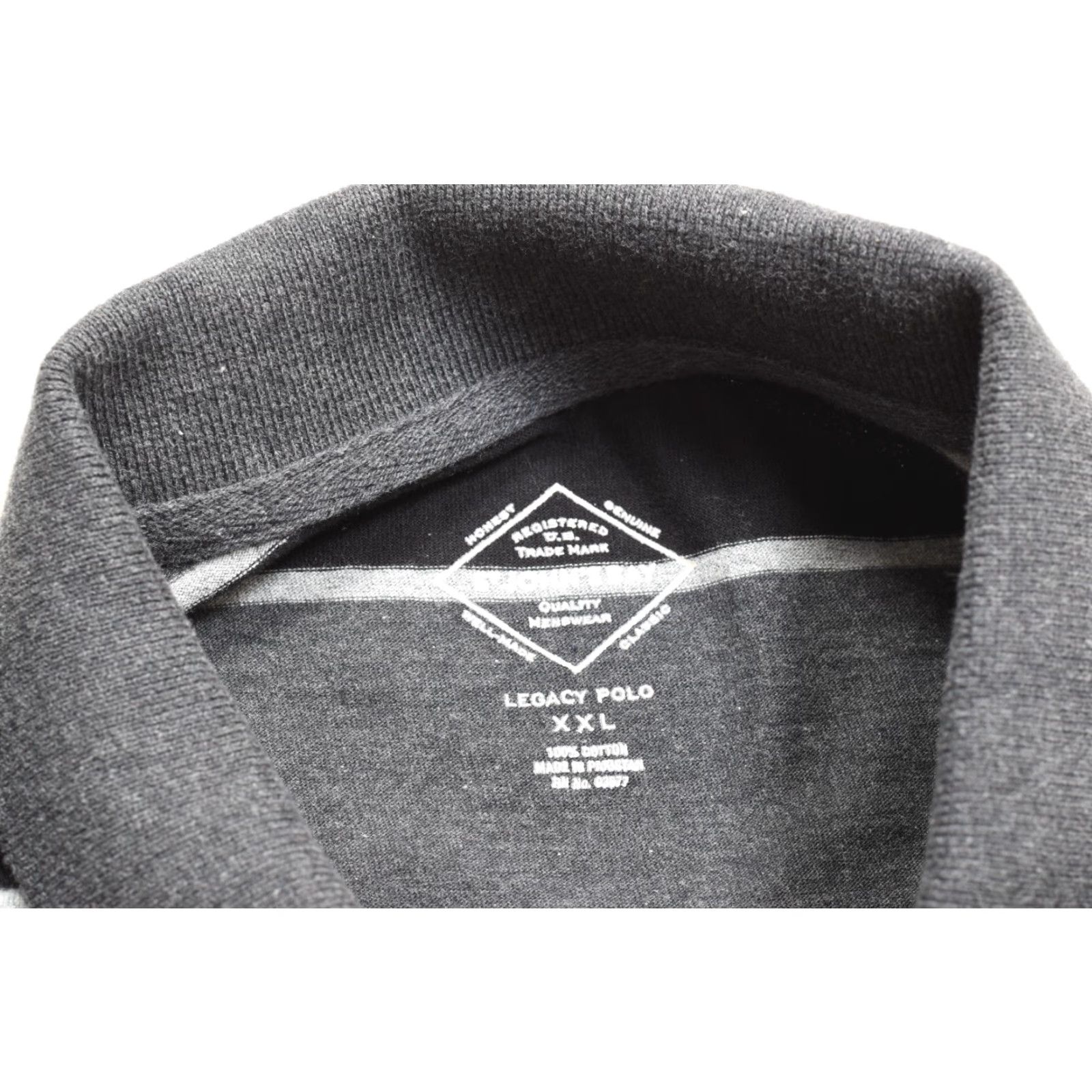 Vintage St. John's Bay Polo Shirt Men's XXL Legacy Sueded Jersey Striped Long Sleeve Gray Black Button Collared Casual Golf Super Soft Size US XXL / EU 58 / 5 - 6 Thumbnail