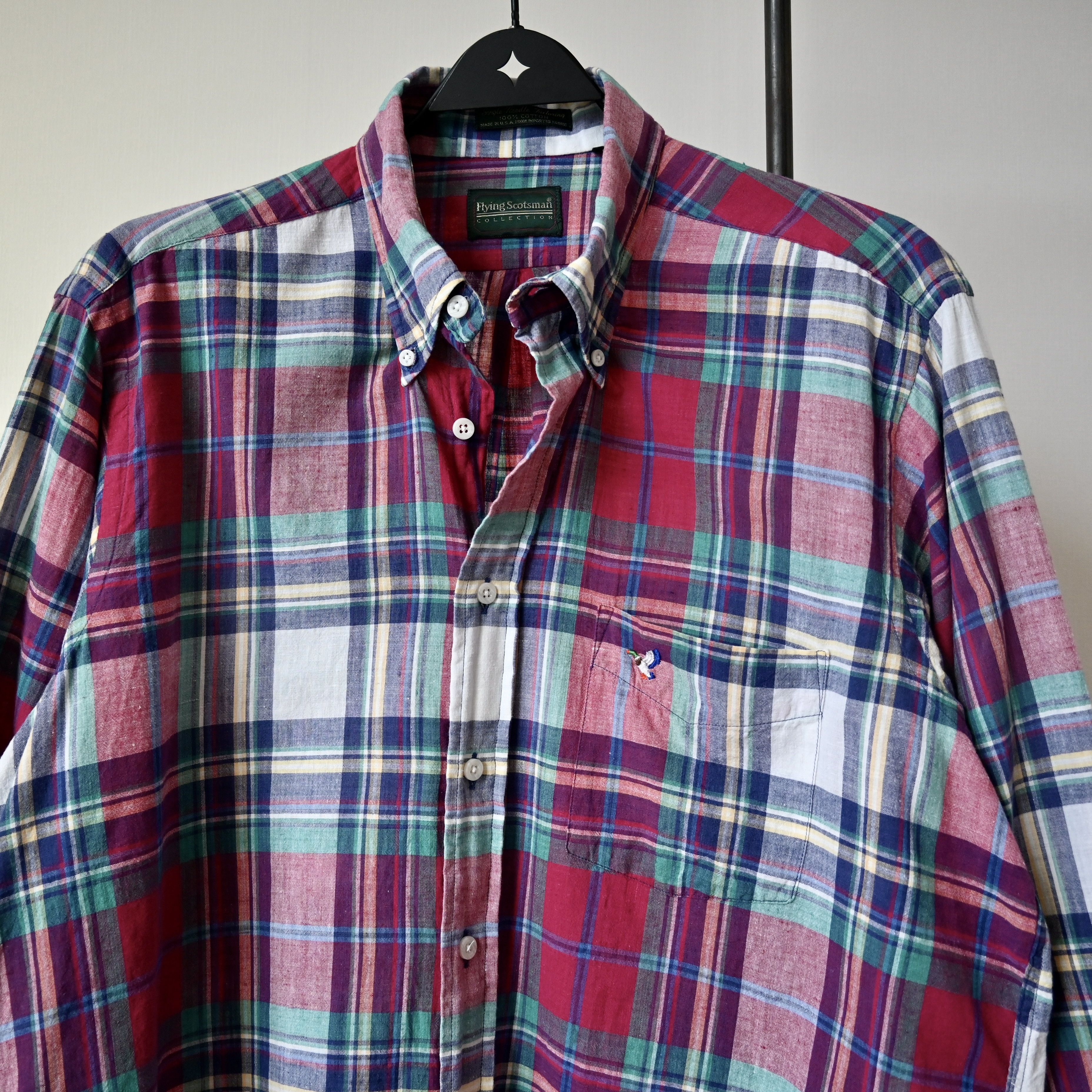 Vintage VTG 1990s Flying Scotsman India madras BD shirt Size US L / EU 52-54 / 3 - 7 Thumbnail