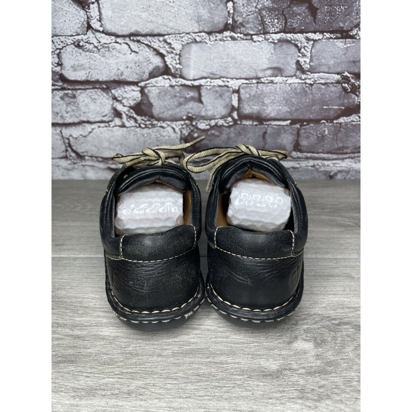 Born Born Black Leather Bicycle Lace Up Casual Comfort Shoes Wome Size US 6.5 / IT 36.5 - 4 Thumbnail