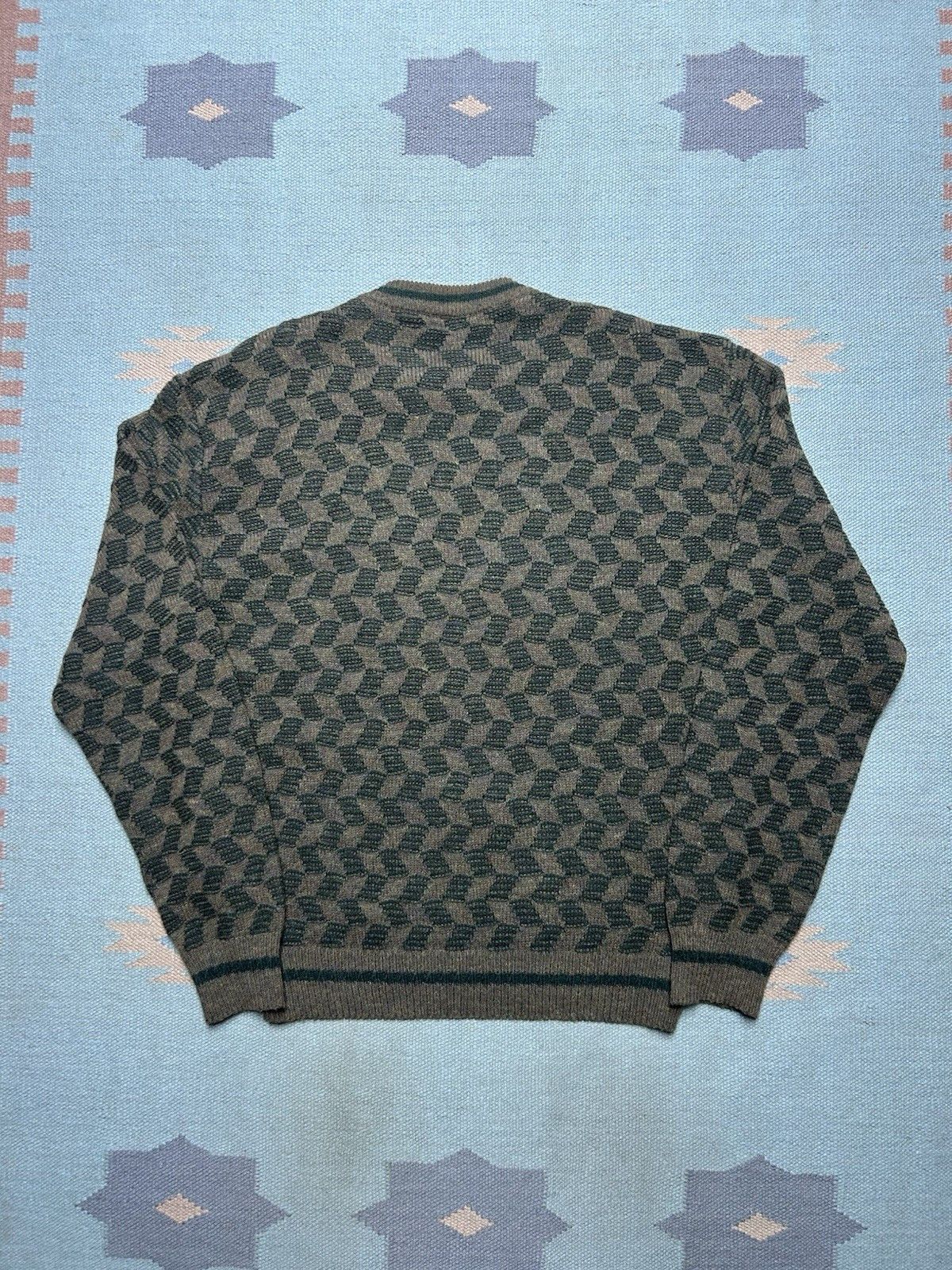 Vintage Vintage Torras knit sweater wool suede accents geometric L Size US L / EU 52-54 / 3 - 7 Thumbnail