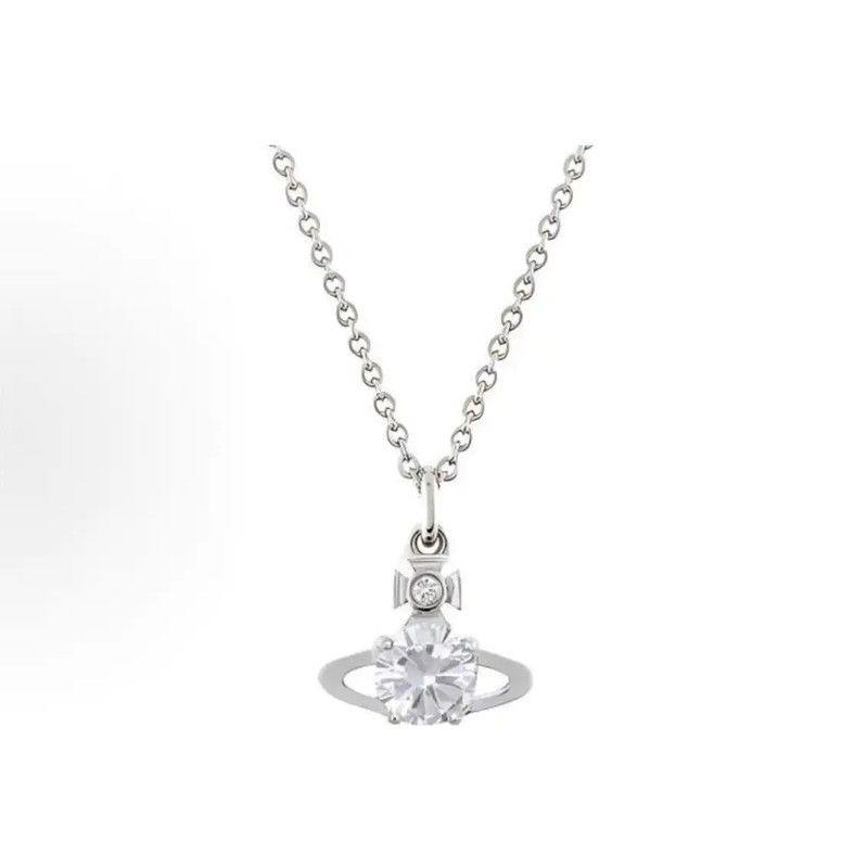 Vivienne Westwood Vivienne Westwood Silver Necklace with Crystal Pendant 0089 Size ONE SIZE - 1 Thumbnail