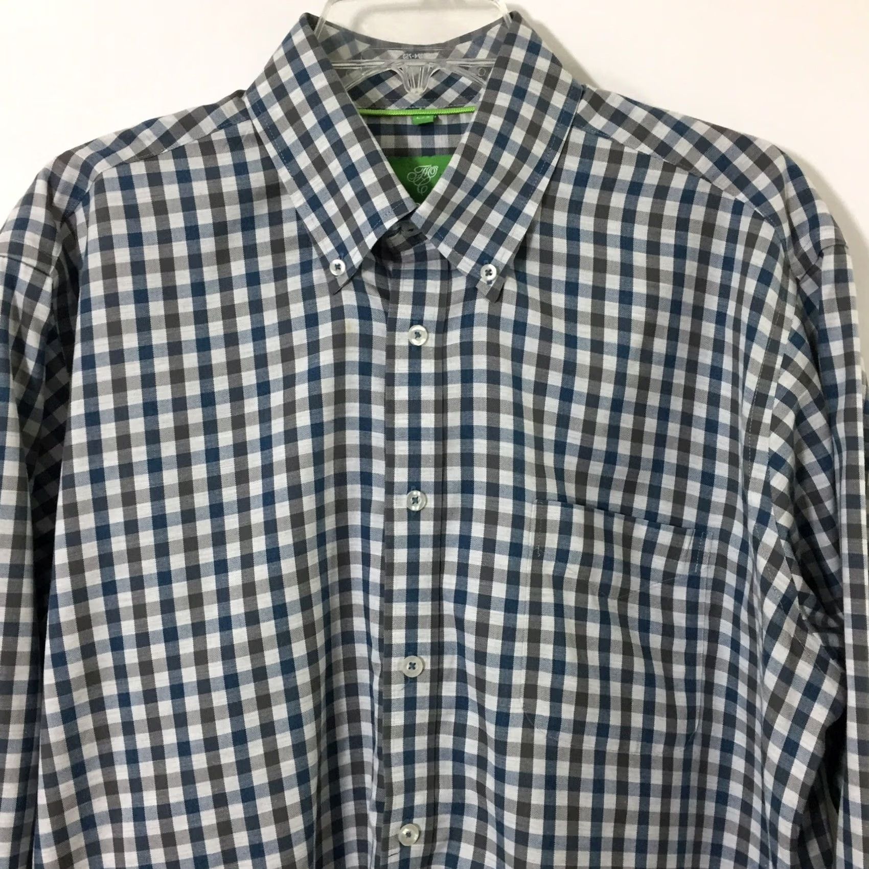 Vintage Forsyth Of Cananda Shirt Mens Large Gray Blue Check Long Sleeve Button Front Size US L / EU 52-54 / 3 - 3 Thumbnail
