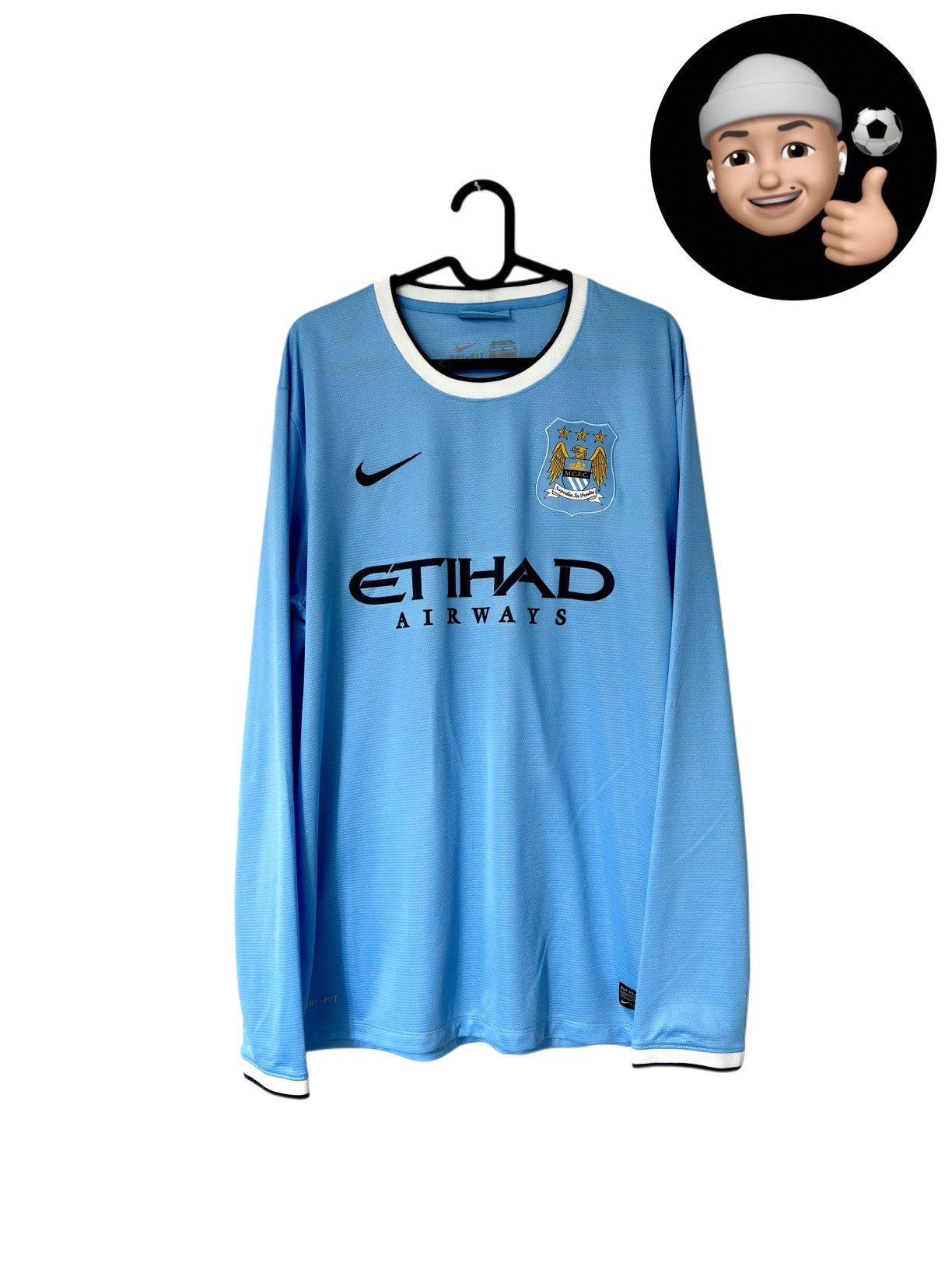 Nike 2013 2014 Manchester City Nike Home Kit Long Soccer Jersey Size US L / EU 52-54 / 3 - 1 Thumbnail