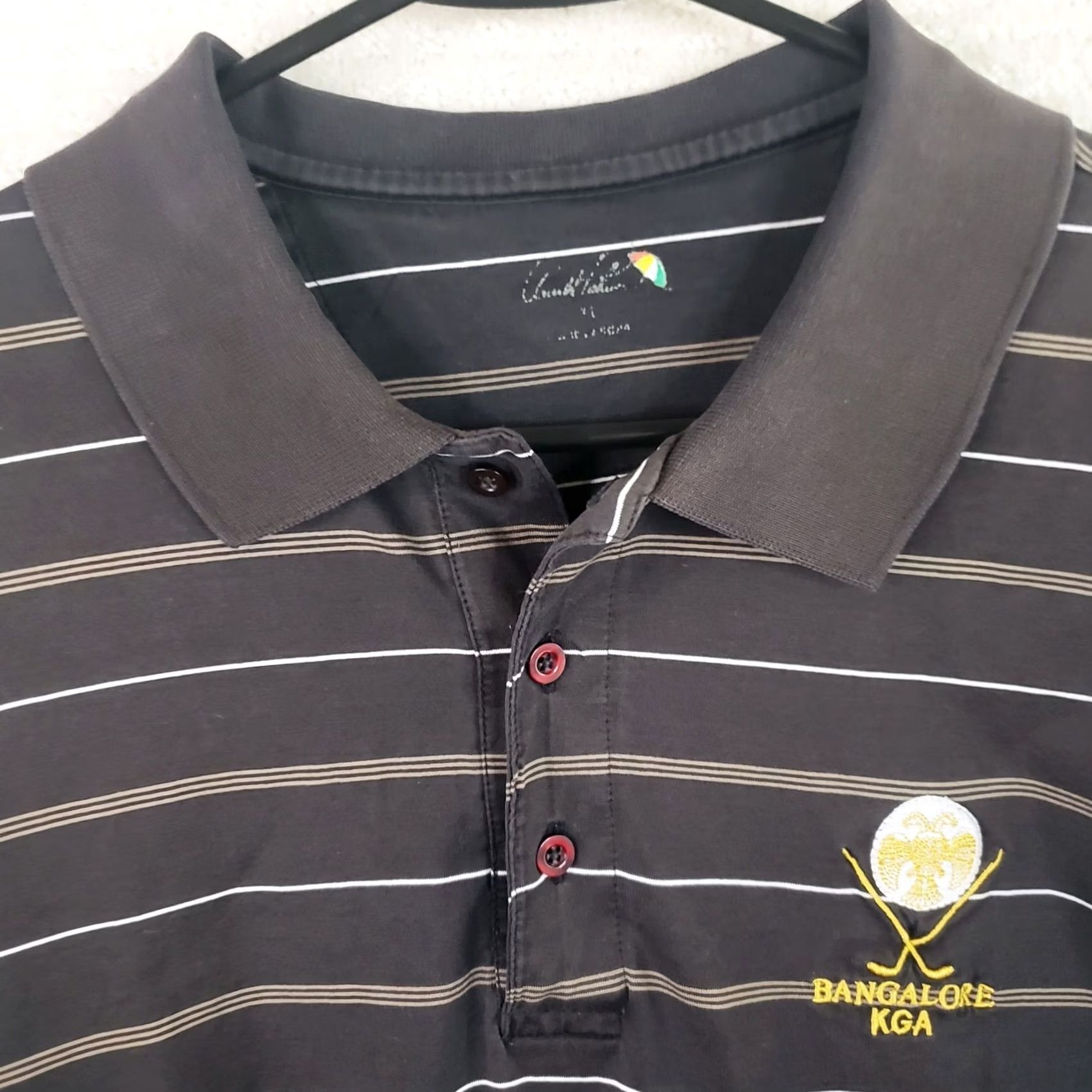 Vintage Arnold Palmer Polo Shirt XL Brown Striped Golf Course Bangalore KGA Logo Men's Size US XL / EU 56 / 4 - 4 Thumbnail