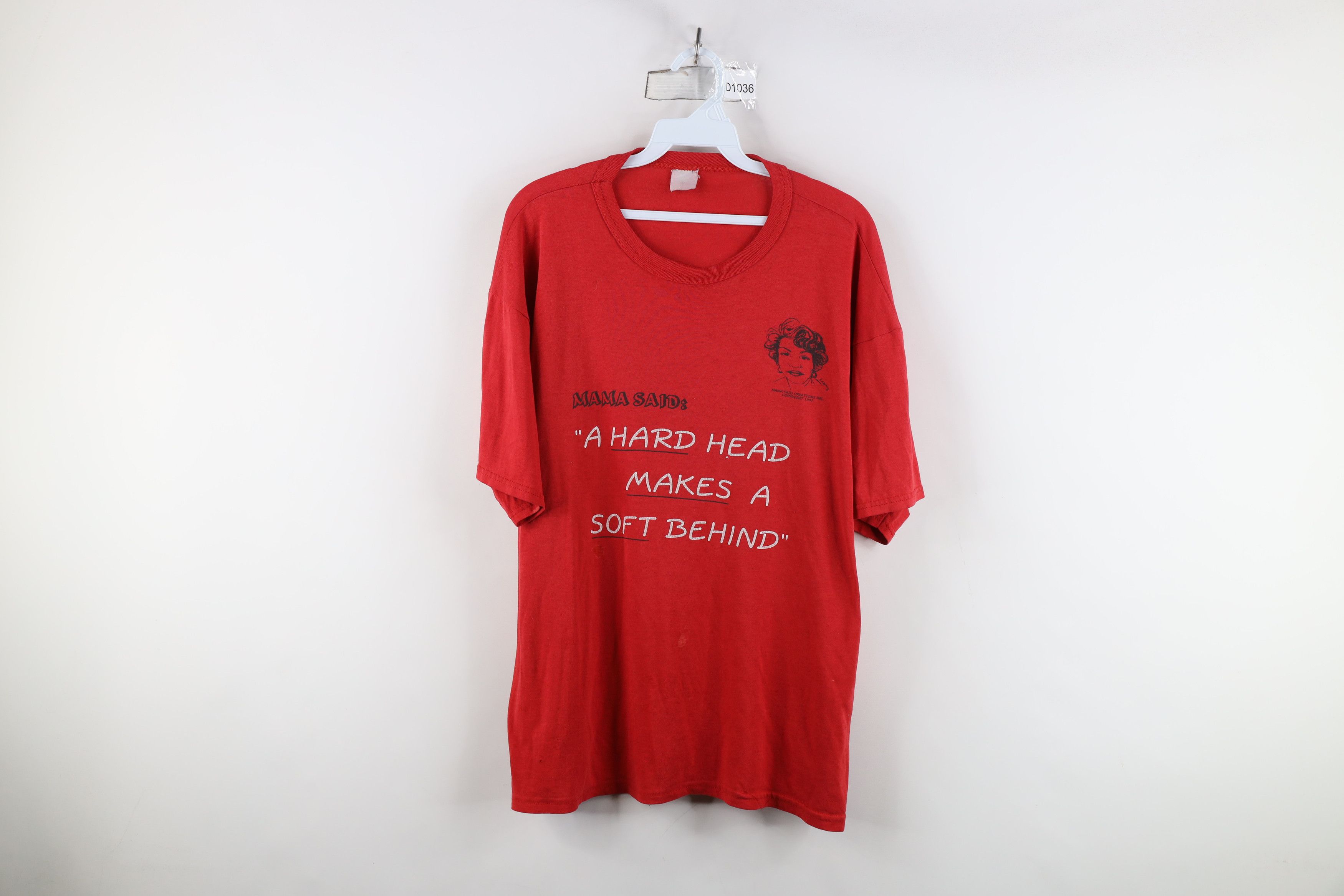 Vintage Vintage 90s Funny Mama Said Hard Head Soft Behind T-Shirt Size US XL / EU 56 / 4 - 1 Thumbnail