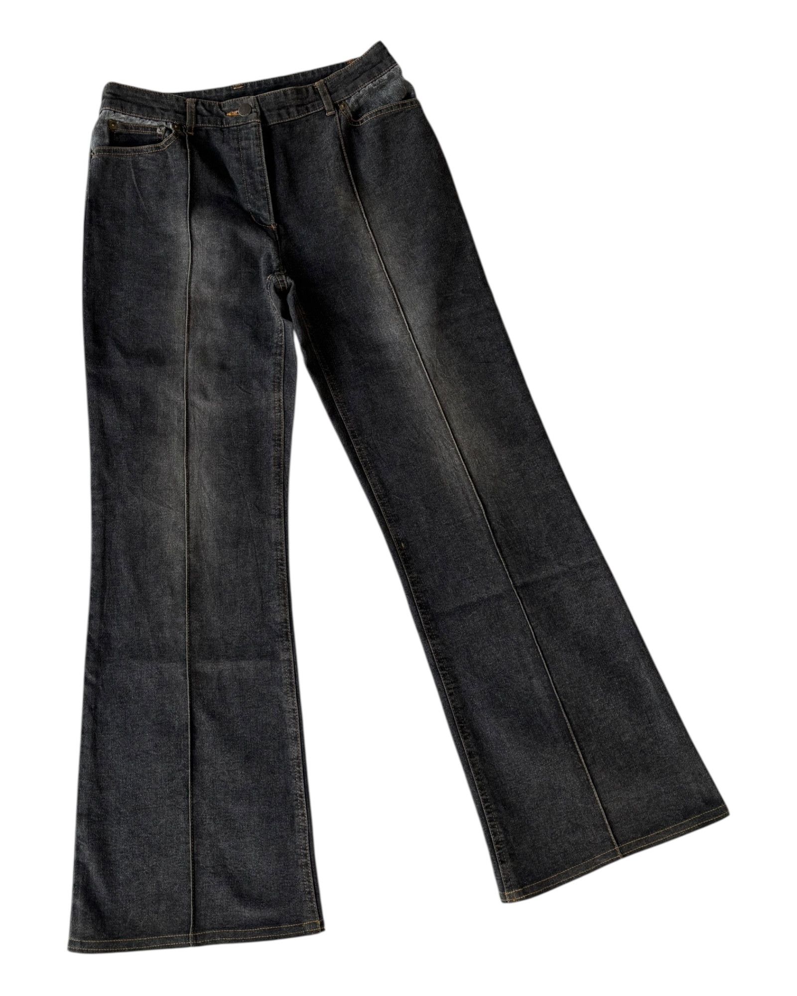 Krizia × Krizia Uomo × Roberto Cavalli Krizia Leopard Flare Jeans Bootcut Black Jeans Size 28" / US 6 / IT 42 - 3 Thumbnail