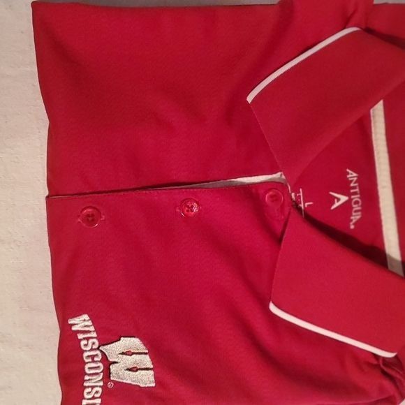 Antigua Antigua Red Embroidered Wisconsin Badgers Sz. L Polo Shirt Size US L / EU 52-54 / 3 - 14 Thumbnail