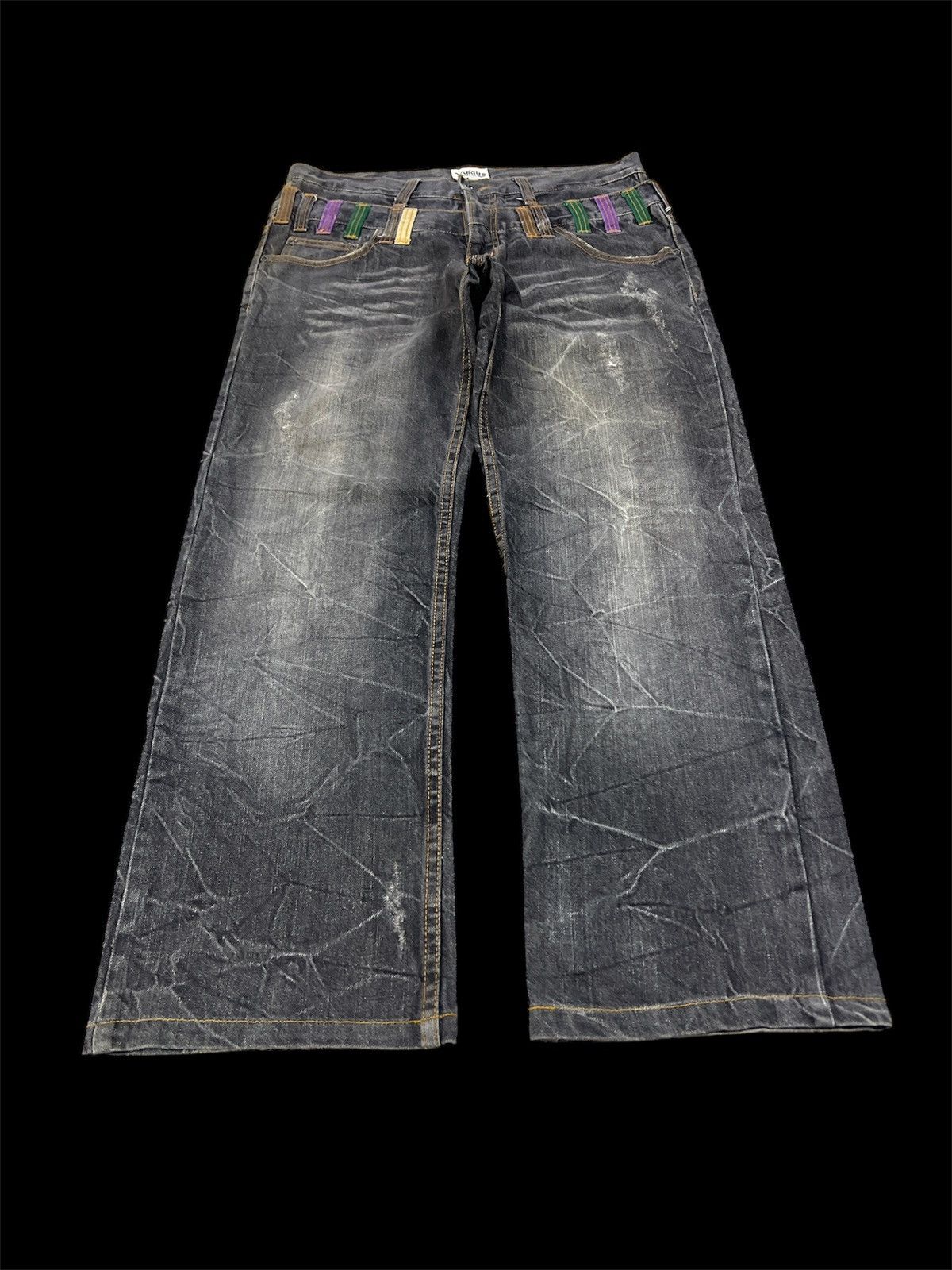 Japanese Brand DOUBLE WAIST NYLAUS DISTRESSED DENIM PANT Size US 33 - 2 Thumbnail