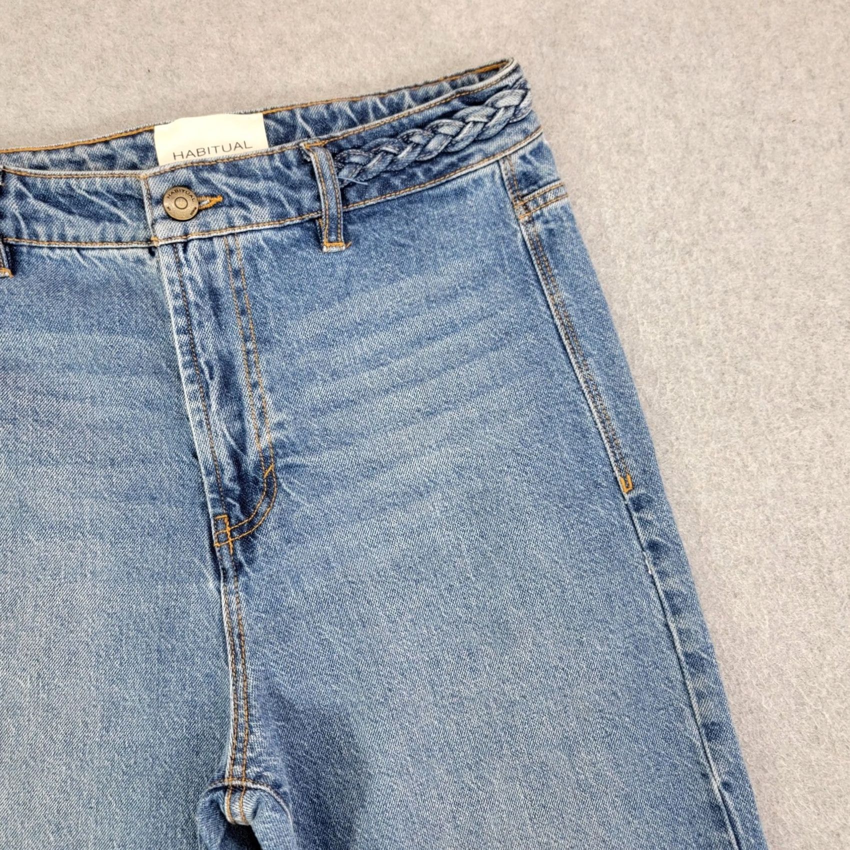 Vintage Habitual Jeans Womens 4/27 Light Wash High Rise Wide Leg Cropped Stretch Denim Size 27" / US 4 / IT 40 - 3 Thumbnail