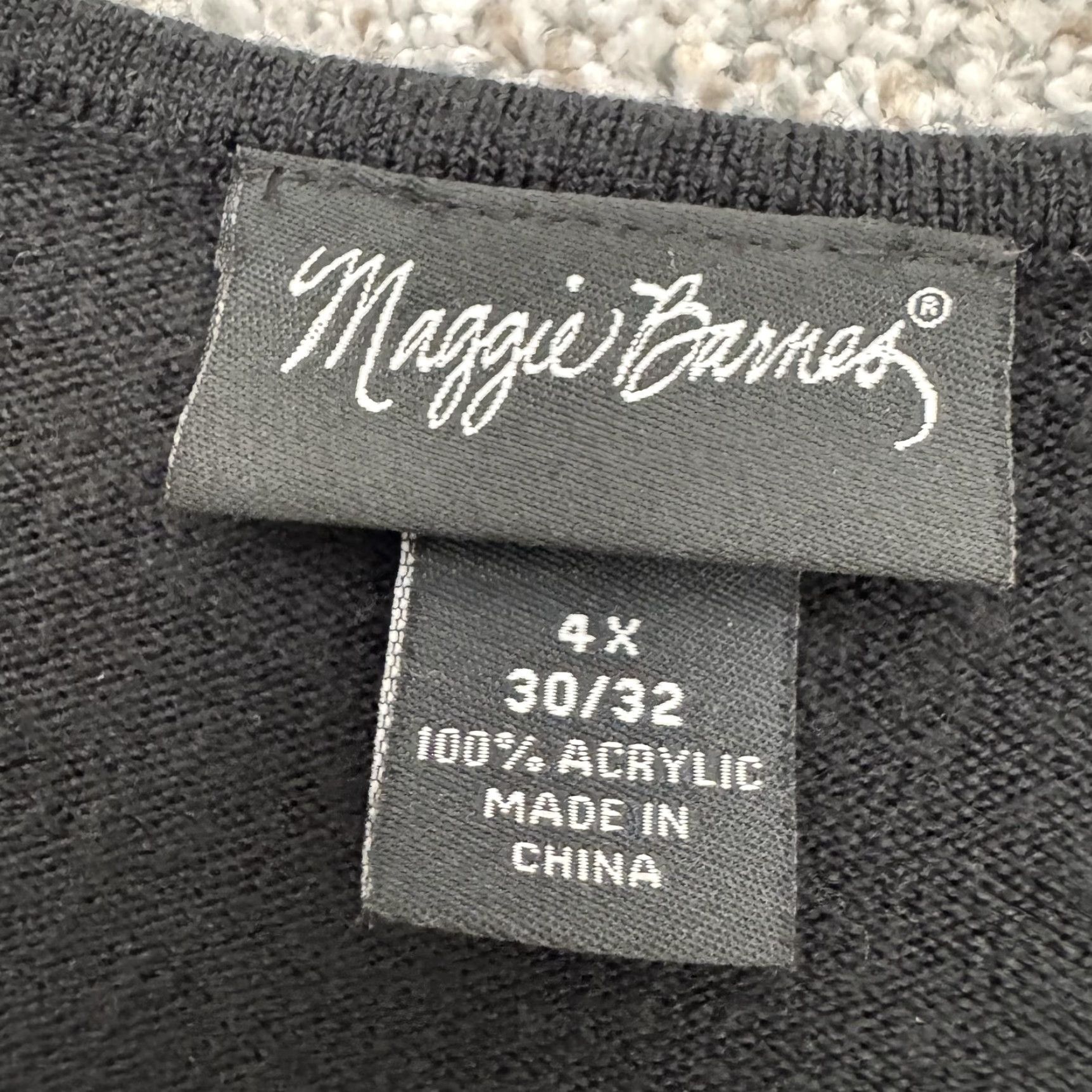 Vintage VINTAGE Maggie Barnes Sweater 4X 30/32 Plus Sequins Beaded Necktie Glam Raglan Sleeve 3/4 Black Womens Pullover Knit Acrylic Holiday Retro 90s Glam Size XXL / US 16-18 / IT 52-54 - 6 Thumbnail
