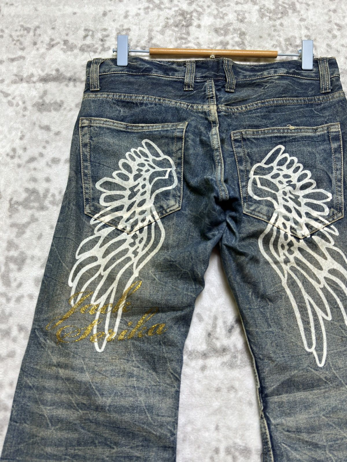 Hysteric Glamour Vintage Jack Serika Y2K Wing Graphic Boot Cut Jeans Size US 31 - 9 Thumbnail