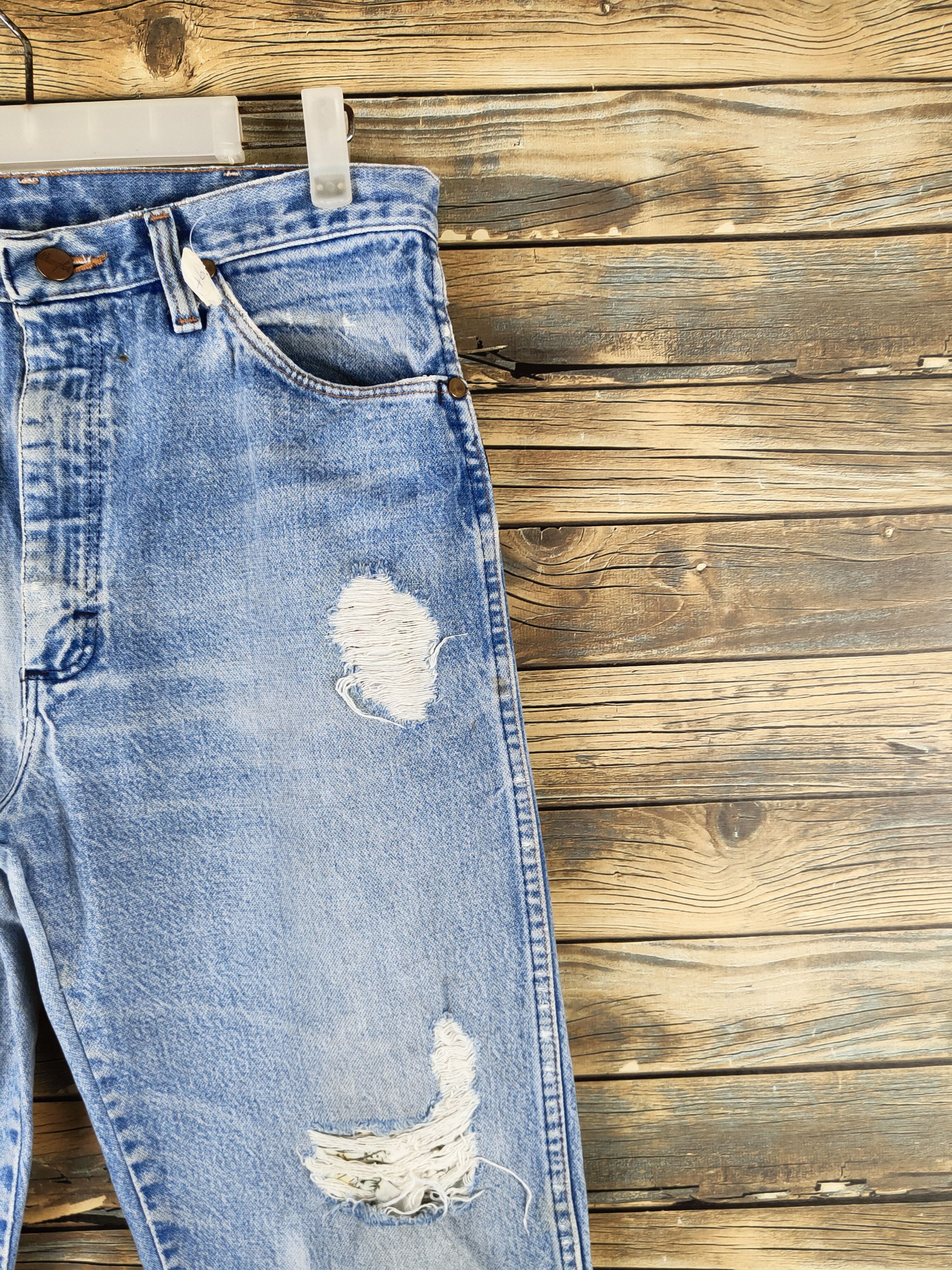 Wrangler DL Wrangler Blue Distressed Ripped denim Jeans #46-102 Size US 32 / EU 48 - 5 Thumbnail