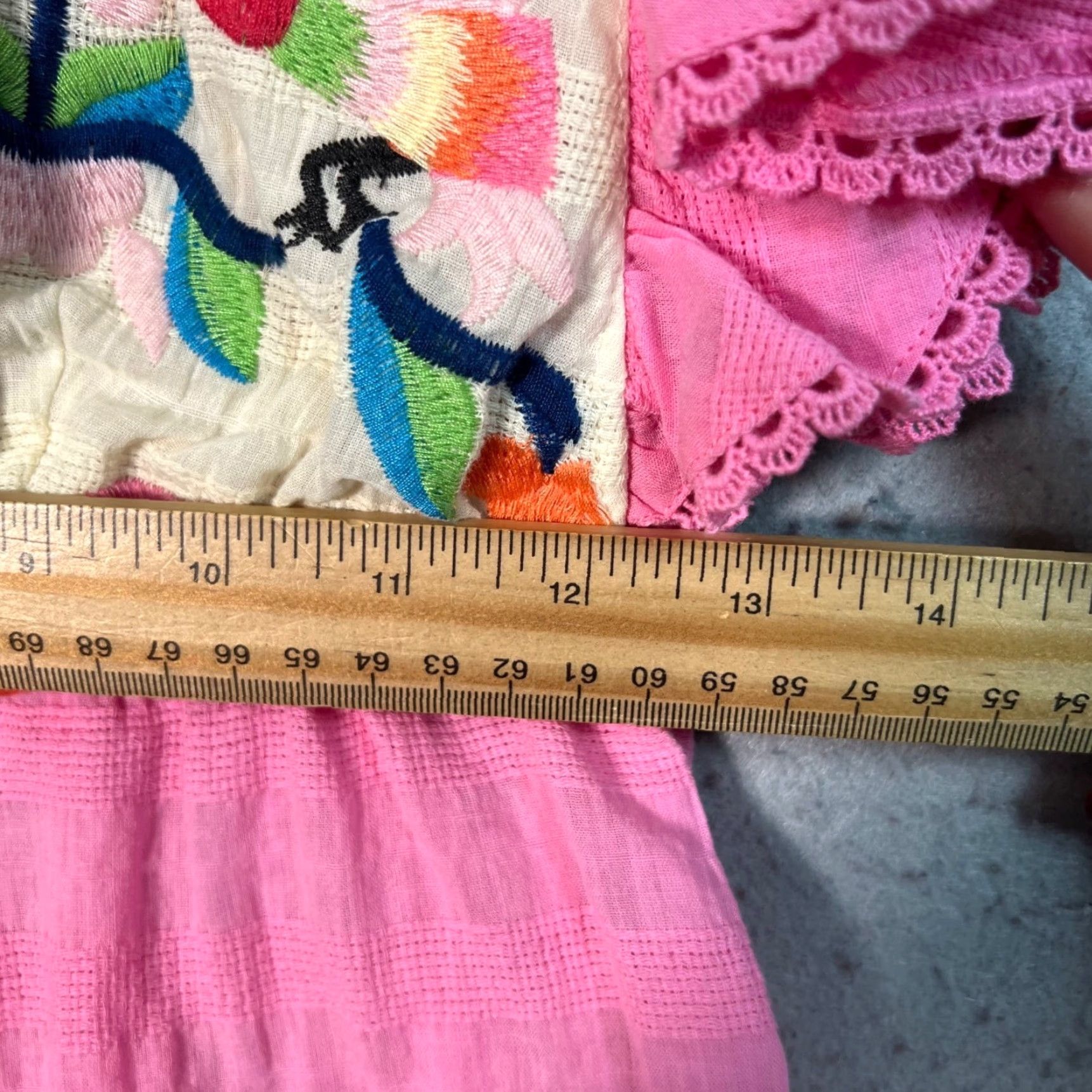Pinko Plenty by Tracy Reese Womens XS Pink Embroidered Ruffle Sleeve Cotton Top Blouse Size XS / US 0-2 / IT 36-38 - 6 Thumbnail