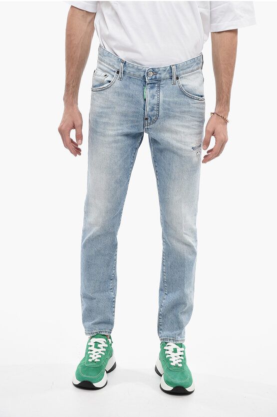 image of Dsquared2 One Life One Planet Light Wash Skater Fit Denims 17Cm in Light Blue, Men's (Size 33)