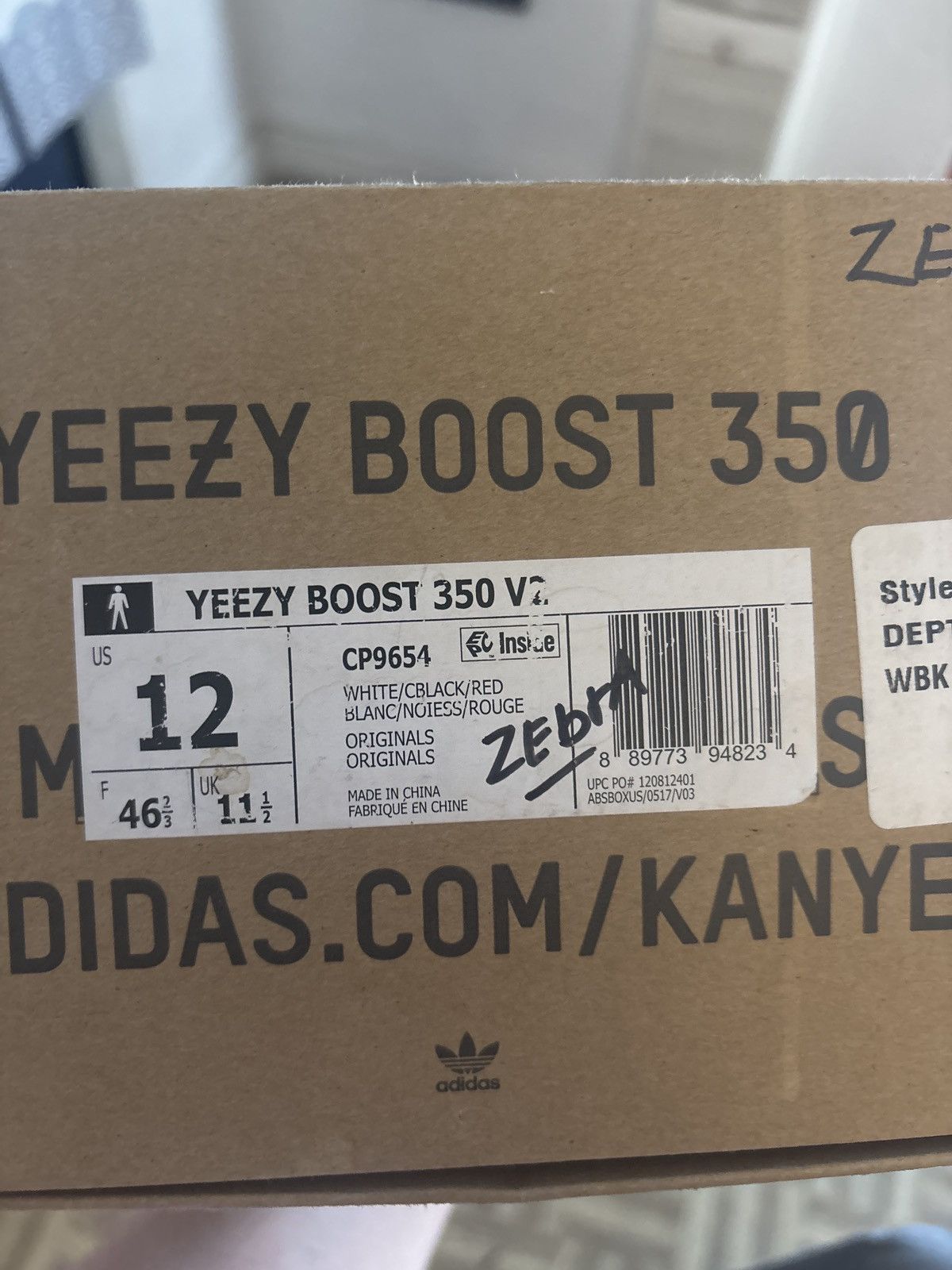 Adidas ADIDAS YEEZY 350 v2 Zebra Size US 12 / EU 45 - 9 Thumbnail