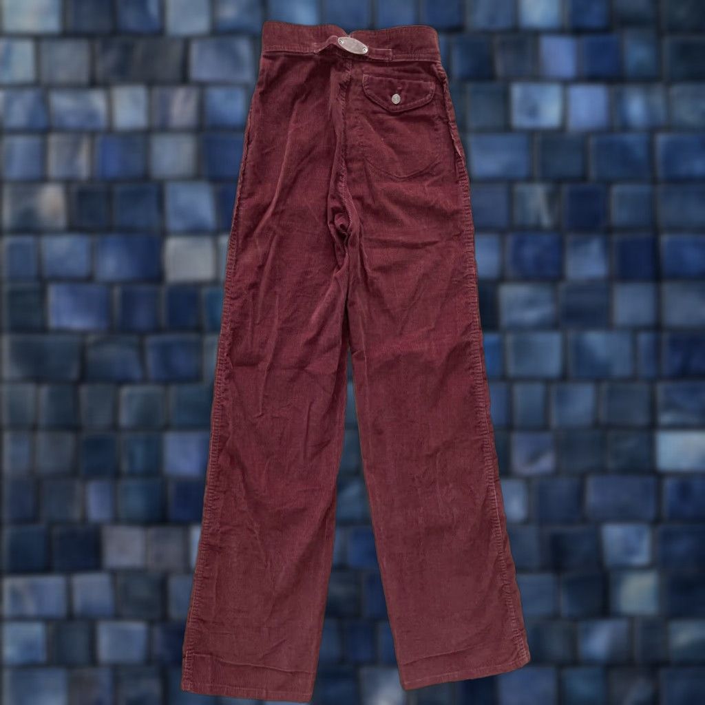 Levi's VINTAGE Levi's Corduroy Flare Pants Tail Cinch Back 23x33 Auburn Red 1970s Mens Girls Womens Size 40" / US 18 - 1 Thumbnail
