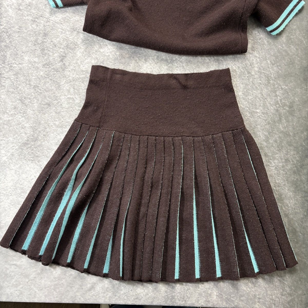 Vintage 1970s Vintage Skirt & Top Two Piece Suit Matching Set Cheer Size 28" / US 6 / IT 42 - 7 Thumbnail