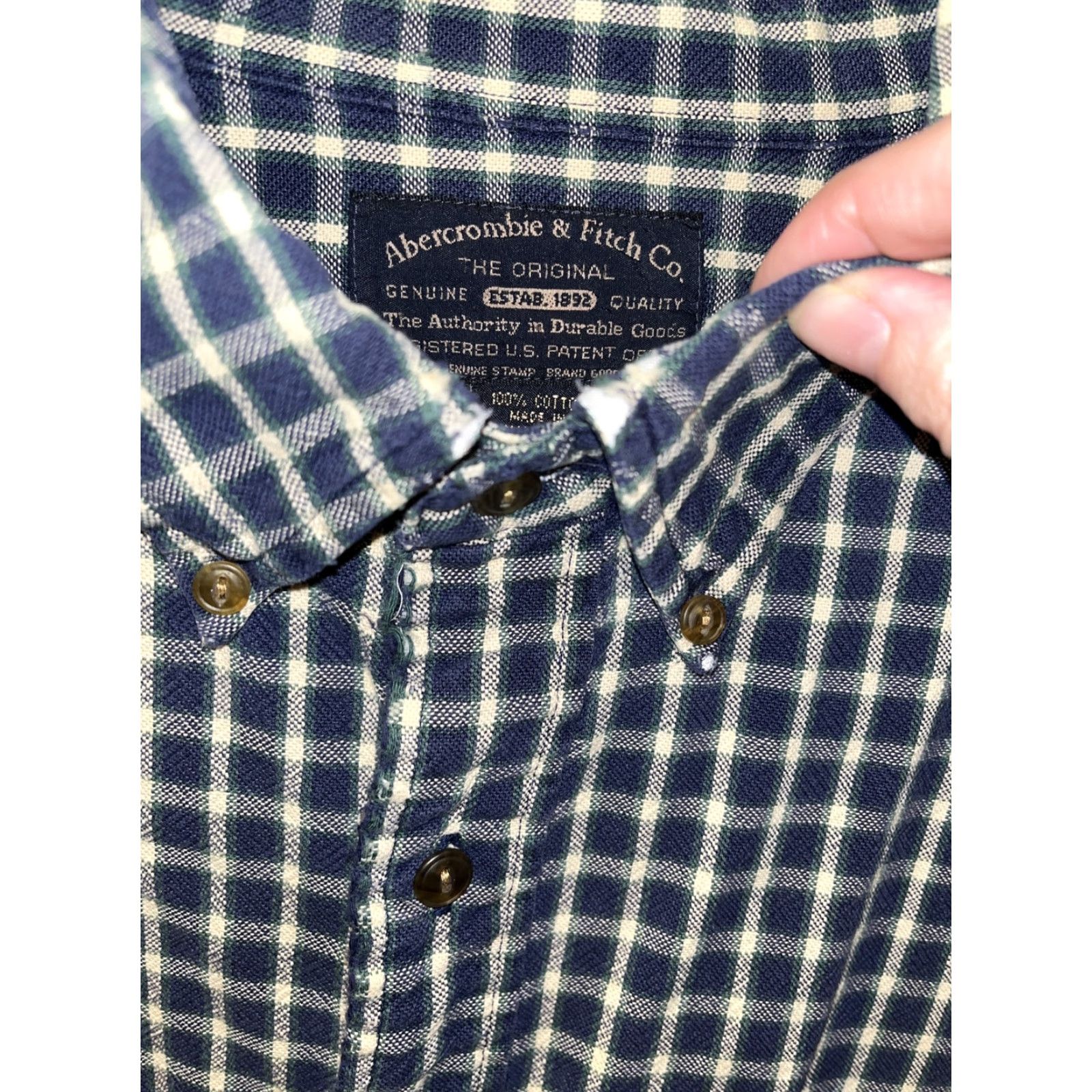Abercrombie & Fitch VINTAGE Abercrombie & Fitch Men's Cotton Plaid Shirt XL Long Sleeve Button-Down Casual Fall Winter Green Blue 90s Size US XL / EU 56 / 4 - 5 Thumbnail
