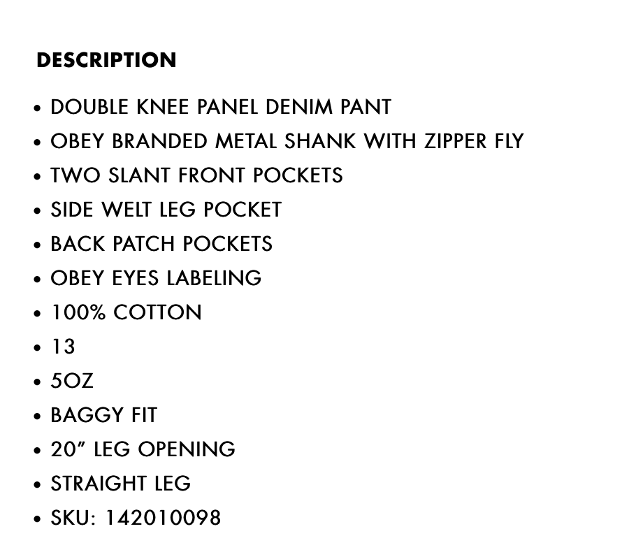 Obey OBEY BigWig Double Knee Worker Denim sz 36 Size US 36 / EU 52 - 3 Thumbnail
