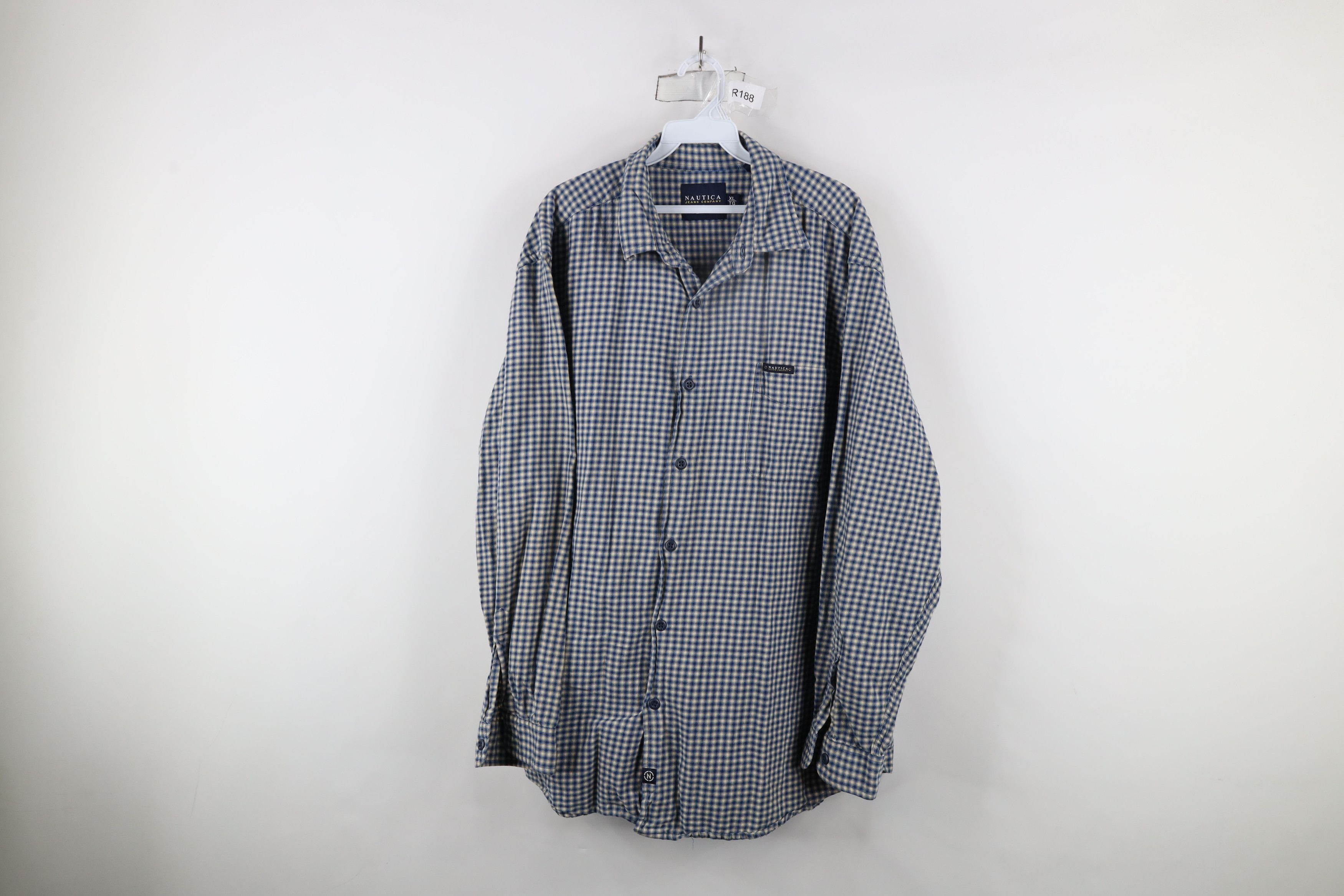 Nautica × Vintage Vintage 90s Nautica Flannel Collared Button Shirt Plaid Size US XL / EU 56 / 4 - 1 Thumbnail