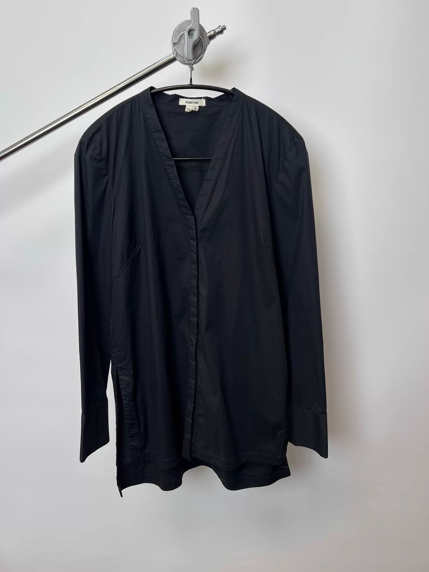 Helmut Lang Helmut Lang V-neck hidden button blend drape shirt Size M / US 6-8 / IT 42-44 - 1 Thumbnail