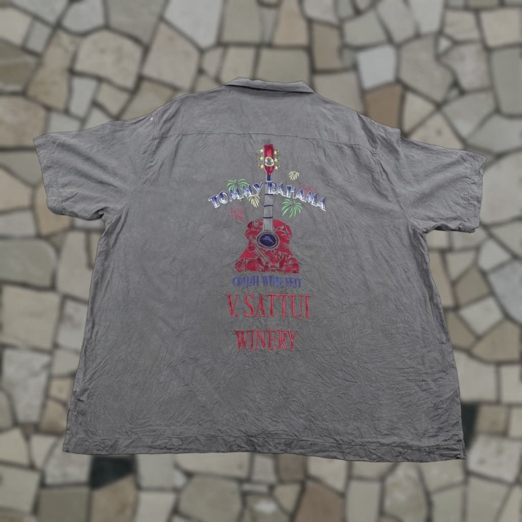 Tommy Bahama TOMMY BAHAMA Shirt Mens 3XL Gray Silk Embroidered V Sattui Winery Tropical Beach Classic Button-Up Size US XXL / EU 58 / 5 - 1 Thumbnail