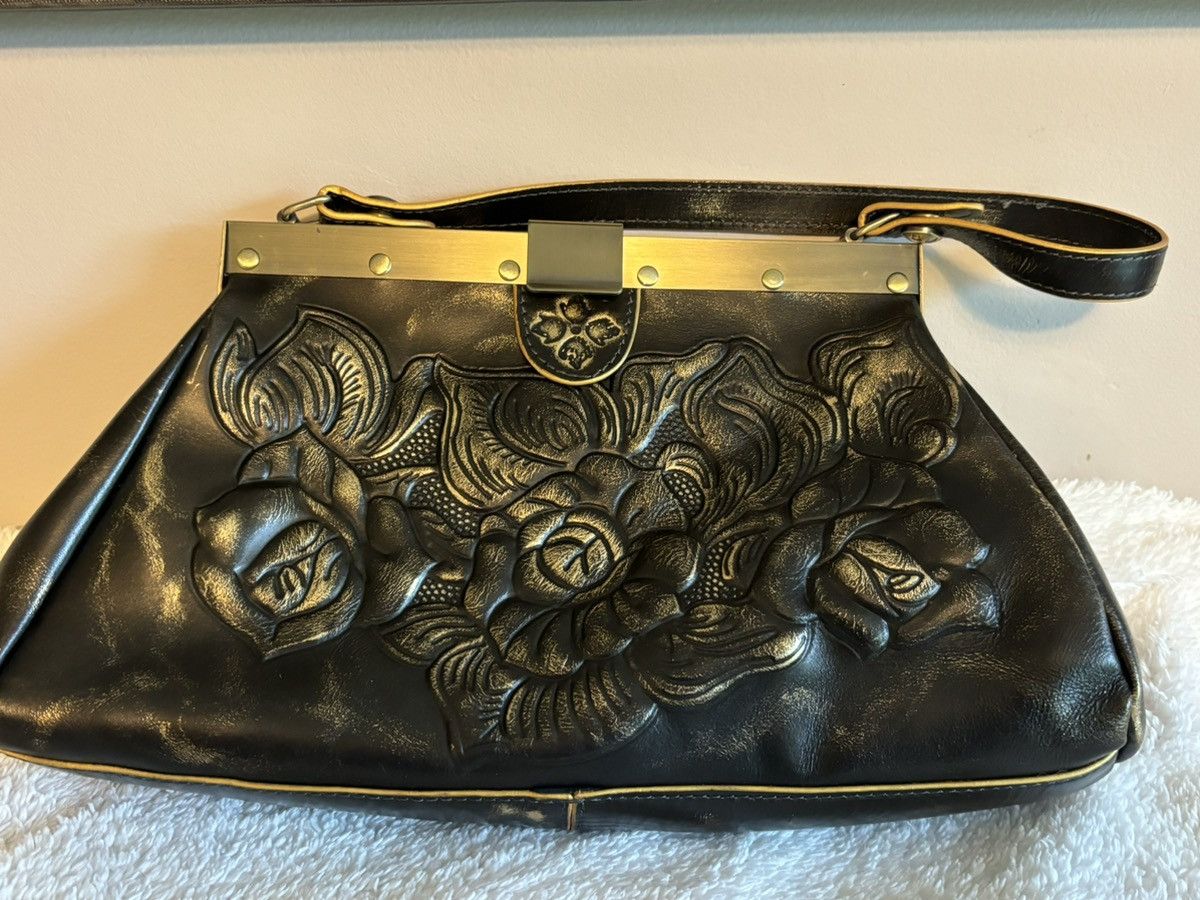 image of Patricia Nash Vintage Leather Handbag in Gold, Women's