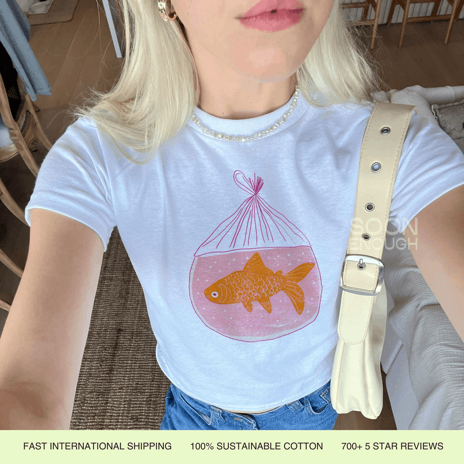 Other Goldfish Graphic Baby Tee – Retro Y2K Statement Essential Size S / US 4 / IT 40 - 2 Thumbnail