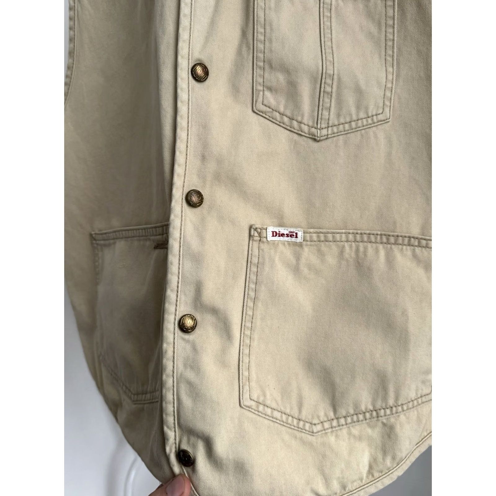 Diesel VINTAGE Diesel Vest Men 90s Workwear Canvas Button-Up Size M Beige / Brown Casual Streetwear 90s Retro Military Pockets Size US M / EU 48-50 / 2 - 6 Thumbnail