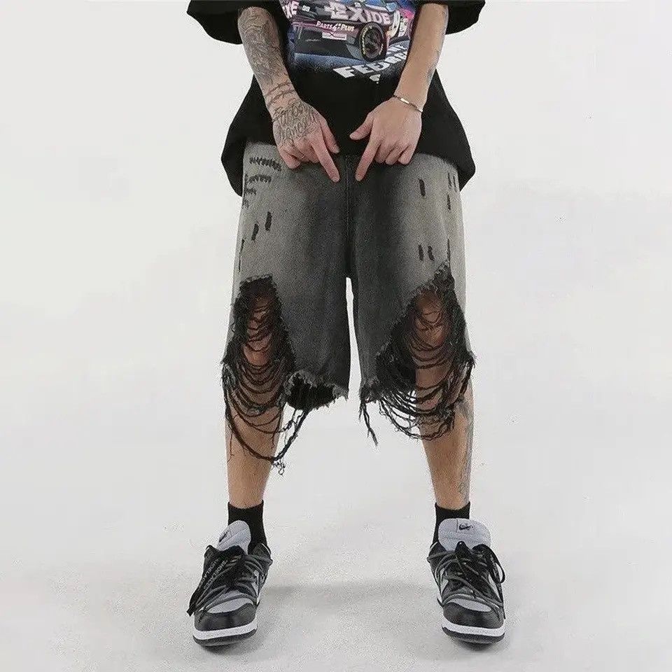 Vintage Streetwear Washed Ripped Hip Hop Retro Shorts Size US 34 / EU 50 - 3 Thumbnail
