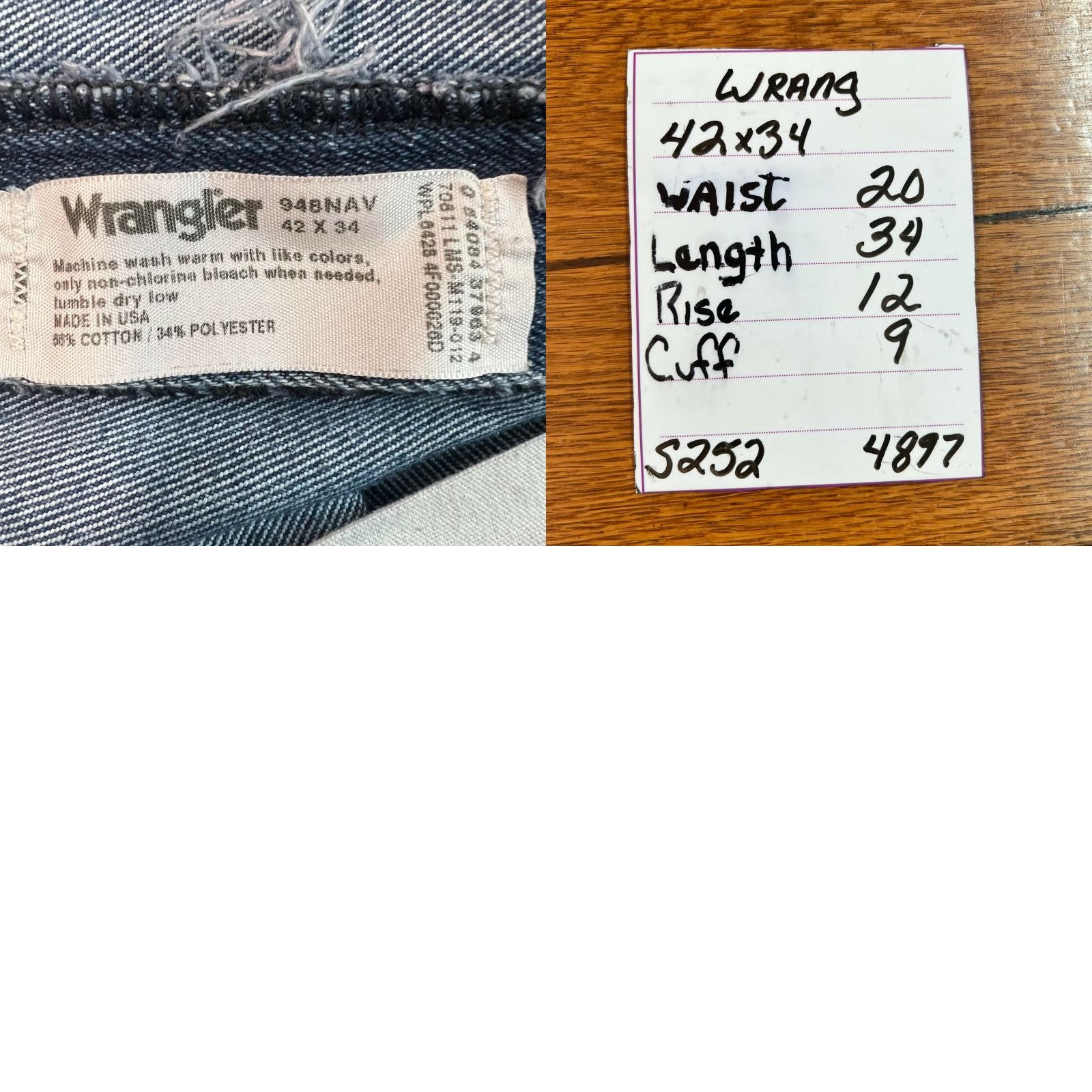 Wrangler Wrangler Jeans Men Mid Rise Straight Blue 42X34 Denim Belt Loops 4-Pocket Regular Size Type Jeans Mens/Blue/Denim Size US 42 / EU 58 - 8 Thumbnail