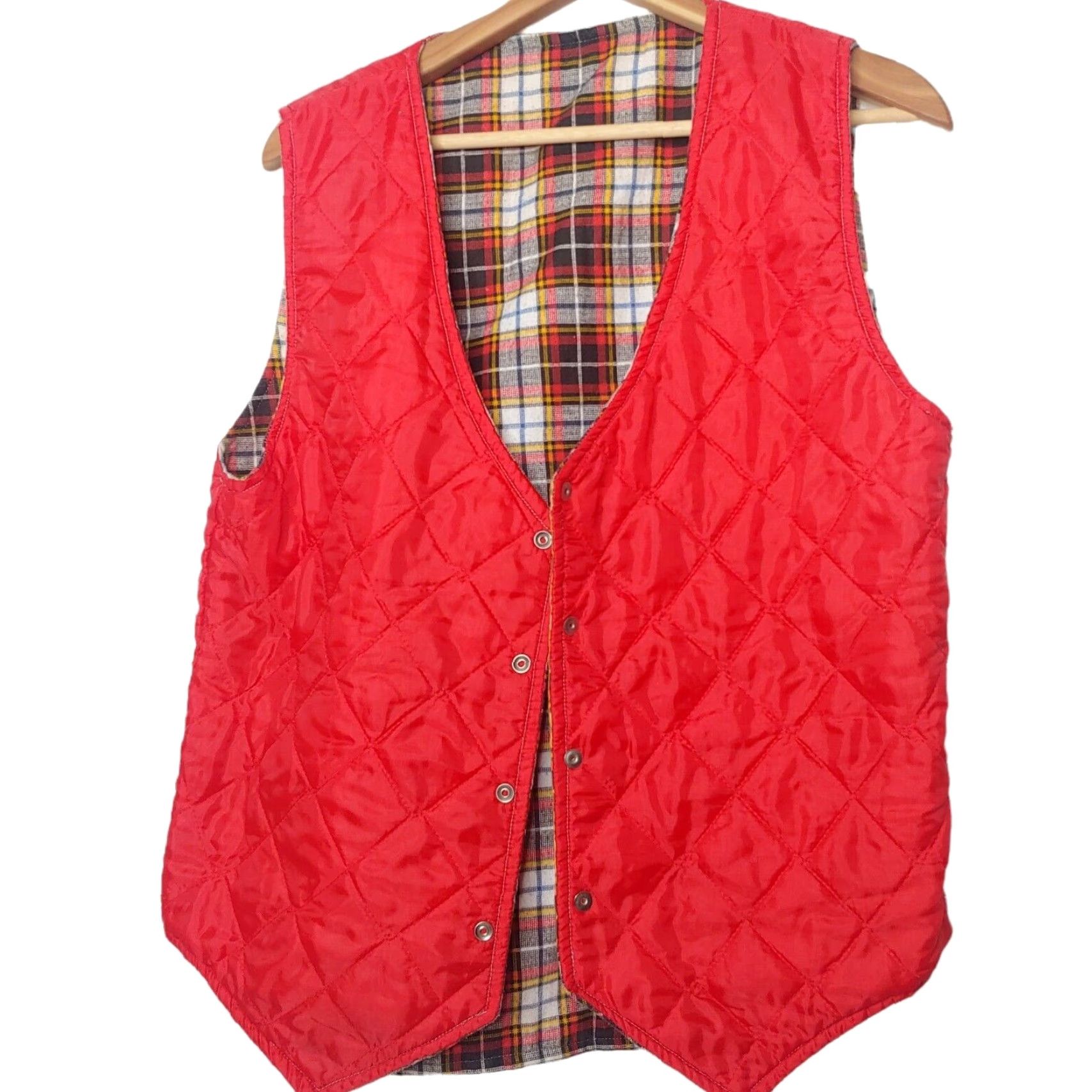 Vintage VINTAGE Klondike Vest Mens M Quilted Lined White Red Plaid Pearl Snaps Western/Hipster Workwear Grandpa USA Vest Size US M / EU 48-50 / 2 - 4 Thumbnail