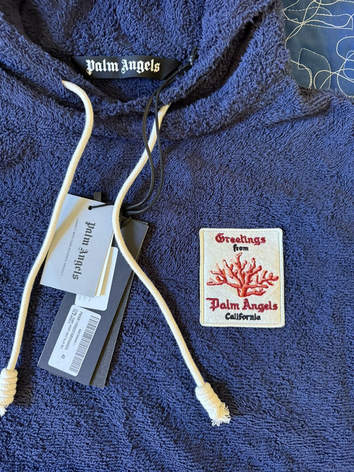 Palm Angels Palm Angels Coral Terry Hoodie- Navy- size 40 Size US XXS / EU 40 - 3 Thumbnail