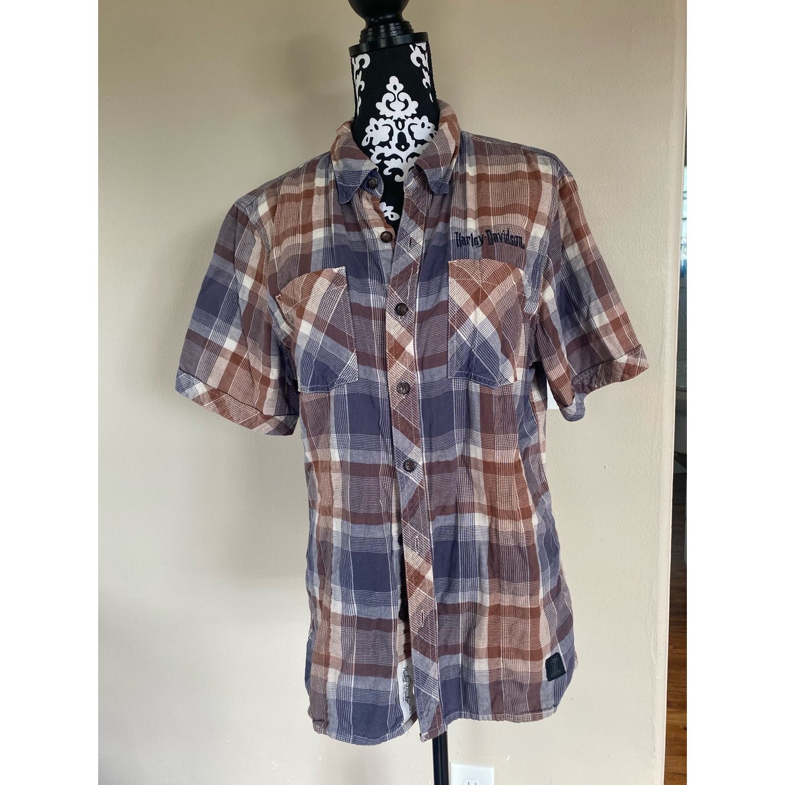 Harley Davidson Harley Davidson Plaid Short Sleeve Button Down Tiger Large Size US L / EU 52-54 / 3 - 2 Thumbnail